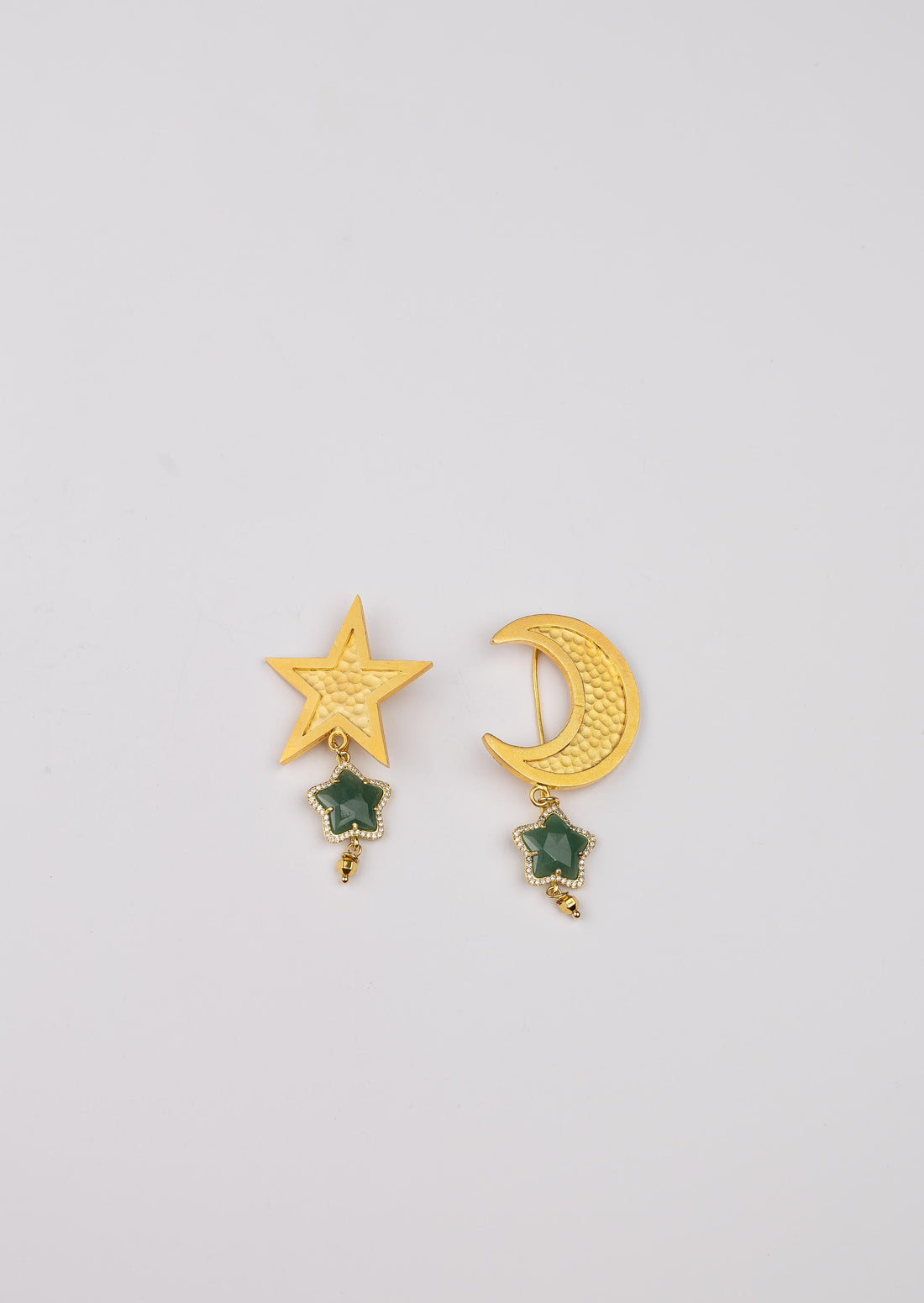 Moon and Crescent Pins Set (with Green Stone) – بروش الهلال والنجمة