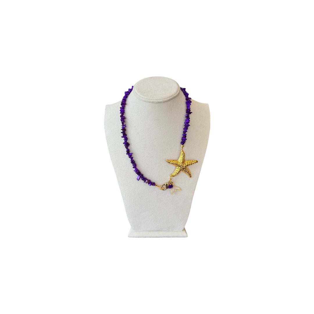 Purple Star Fish Necklace with charm