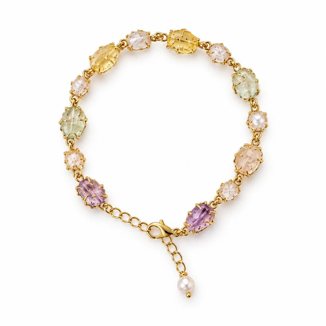 Pastel Stones & Pearl Charm Bracelet