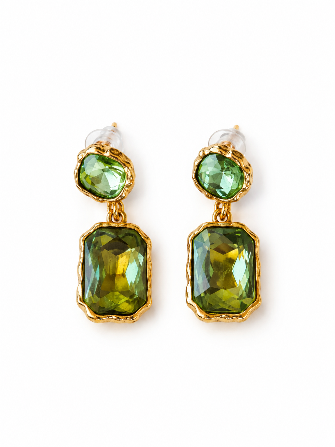 Olive Green Rectangular Drop Earrings