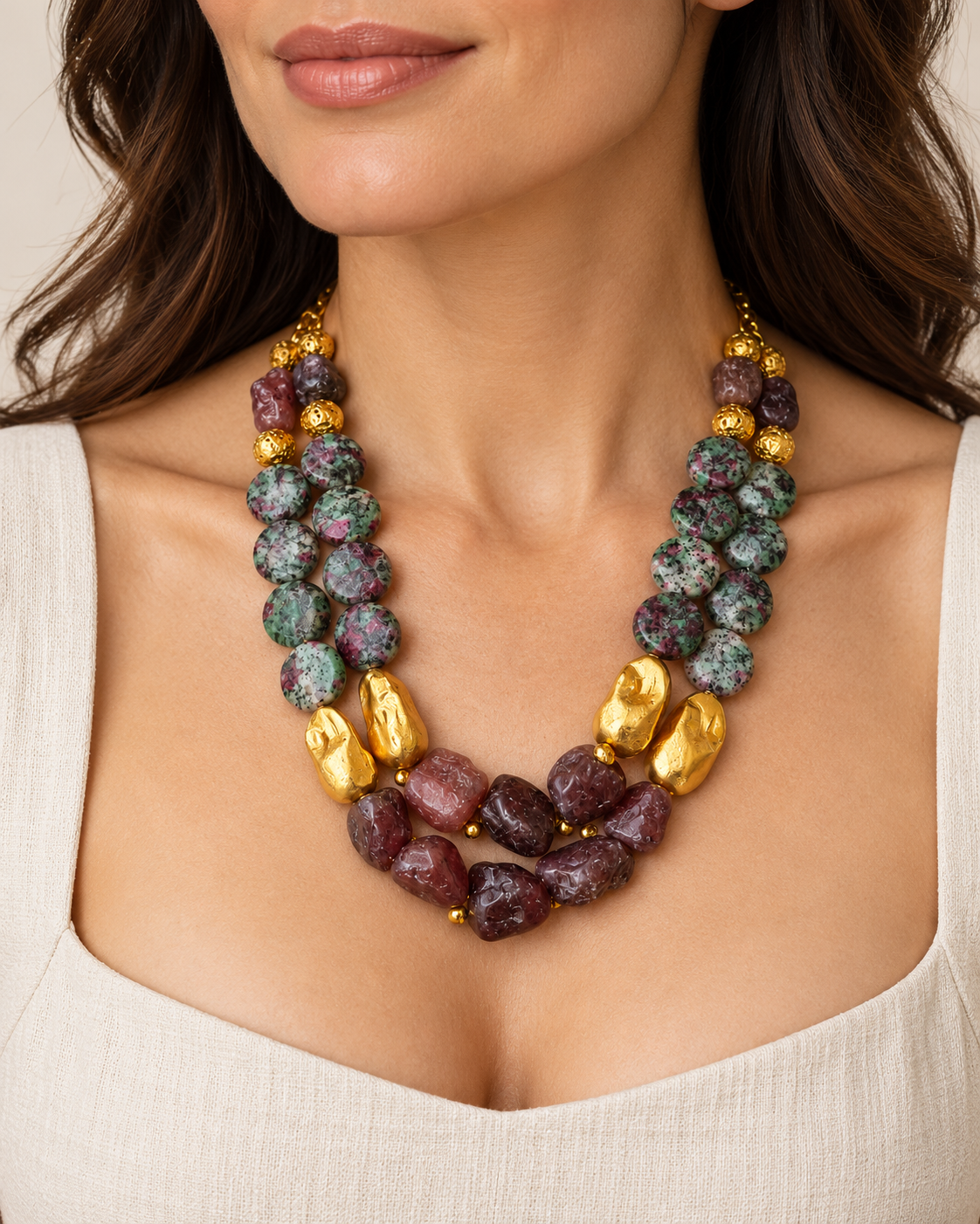 Garnet & Jade Garden Necklace