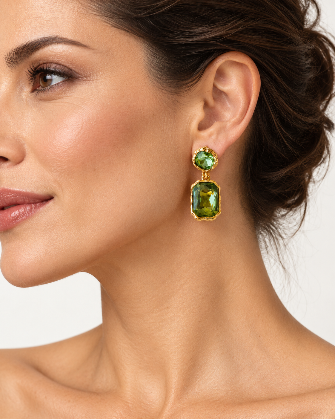 Olive Green Rectangular Drop Earrings