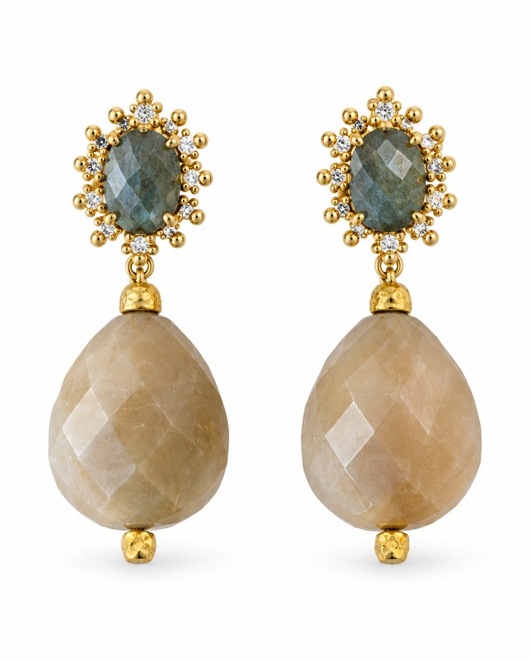 Beige Agate & Labradorite Earrings