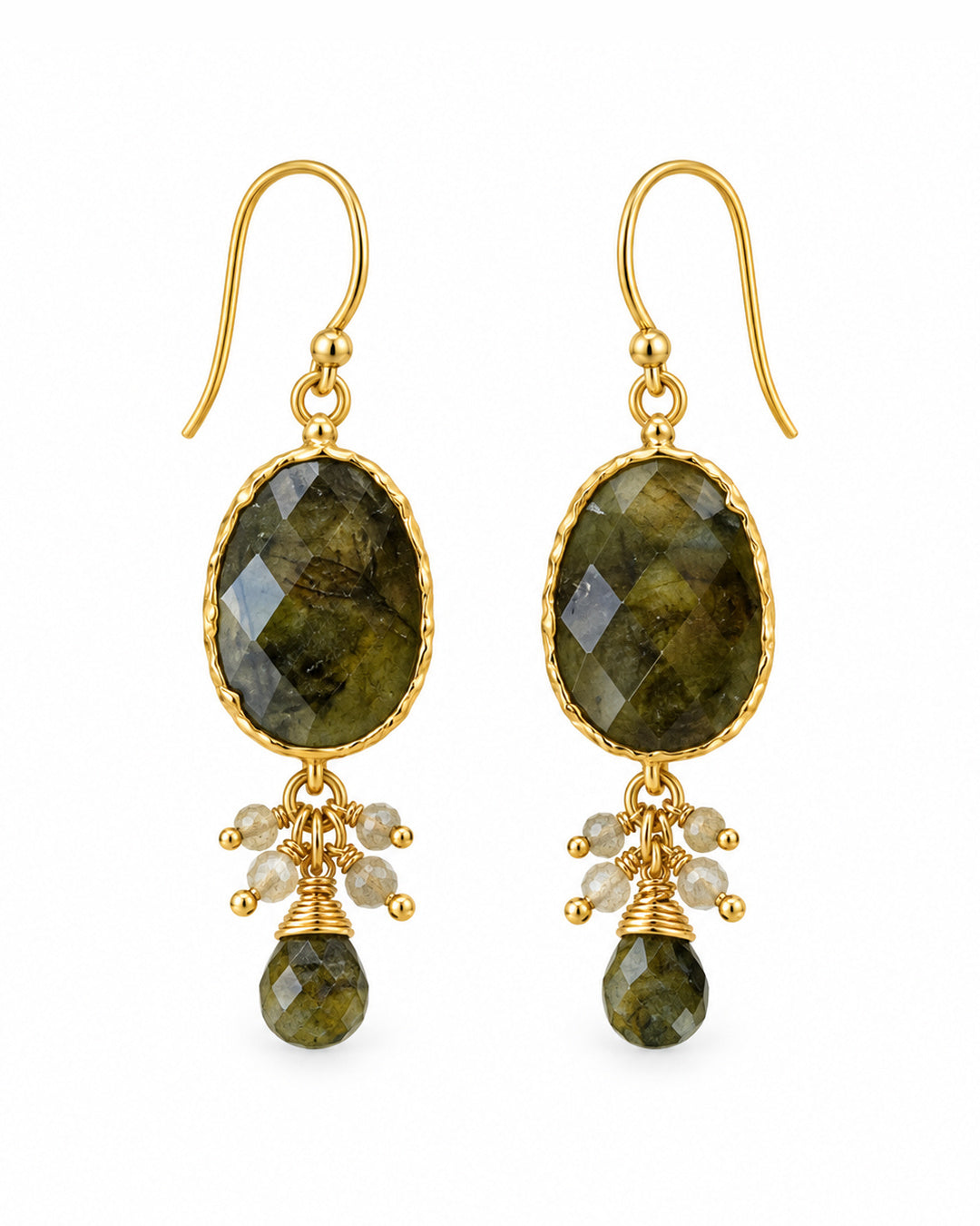 Labradorite & Pearl Drop Earrings