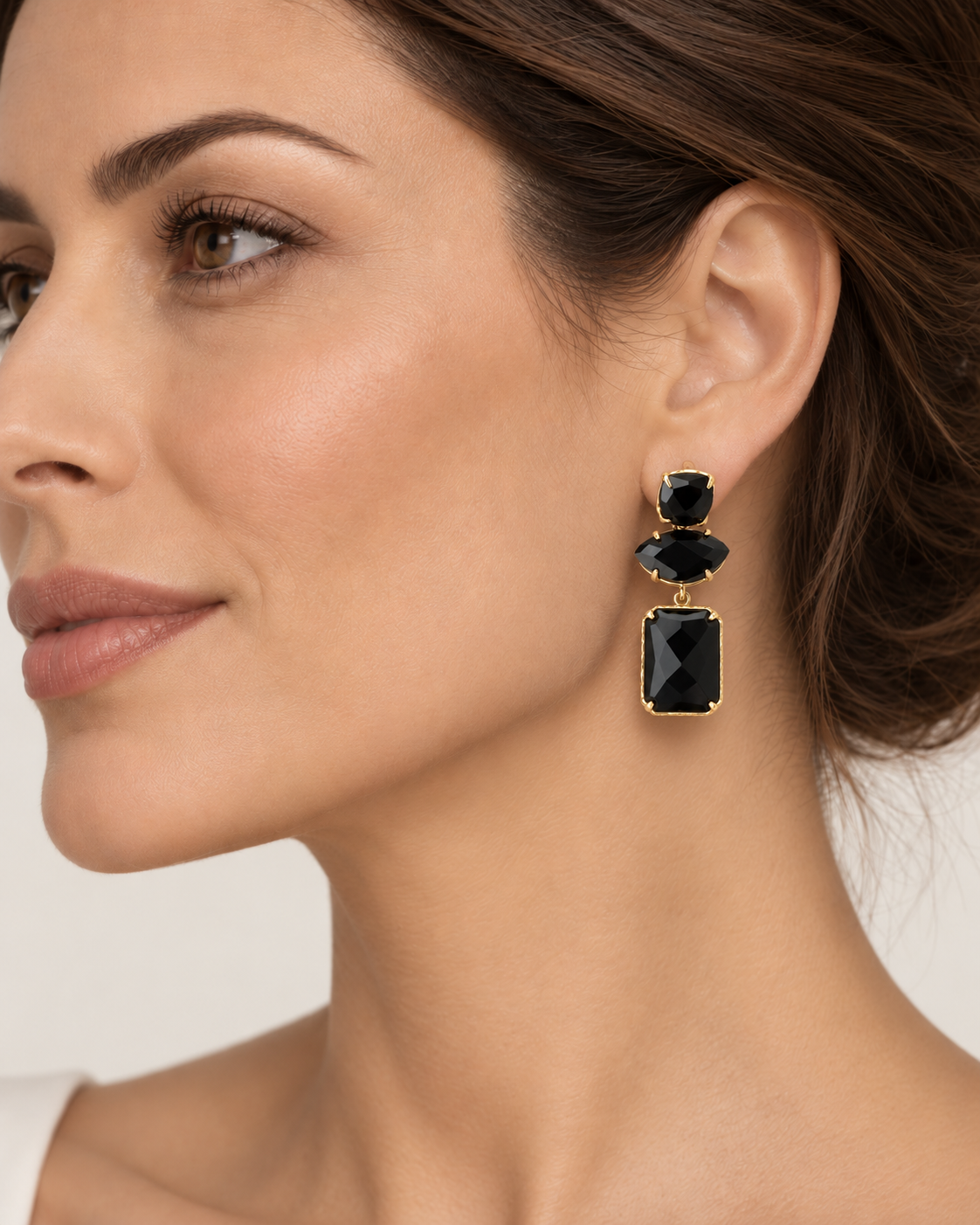 Three-Layer Onyx Earrings