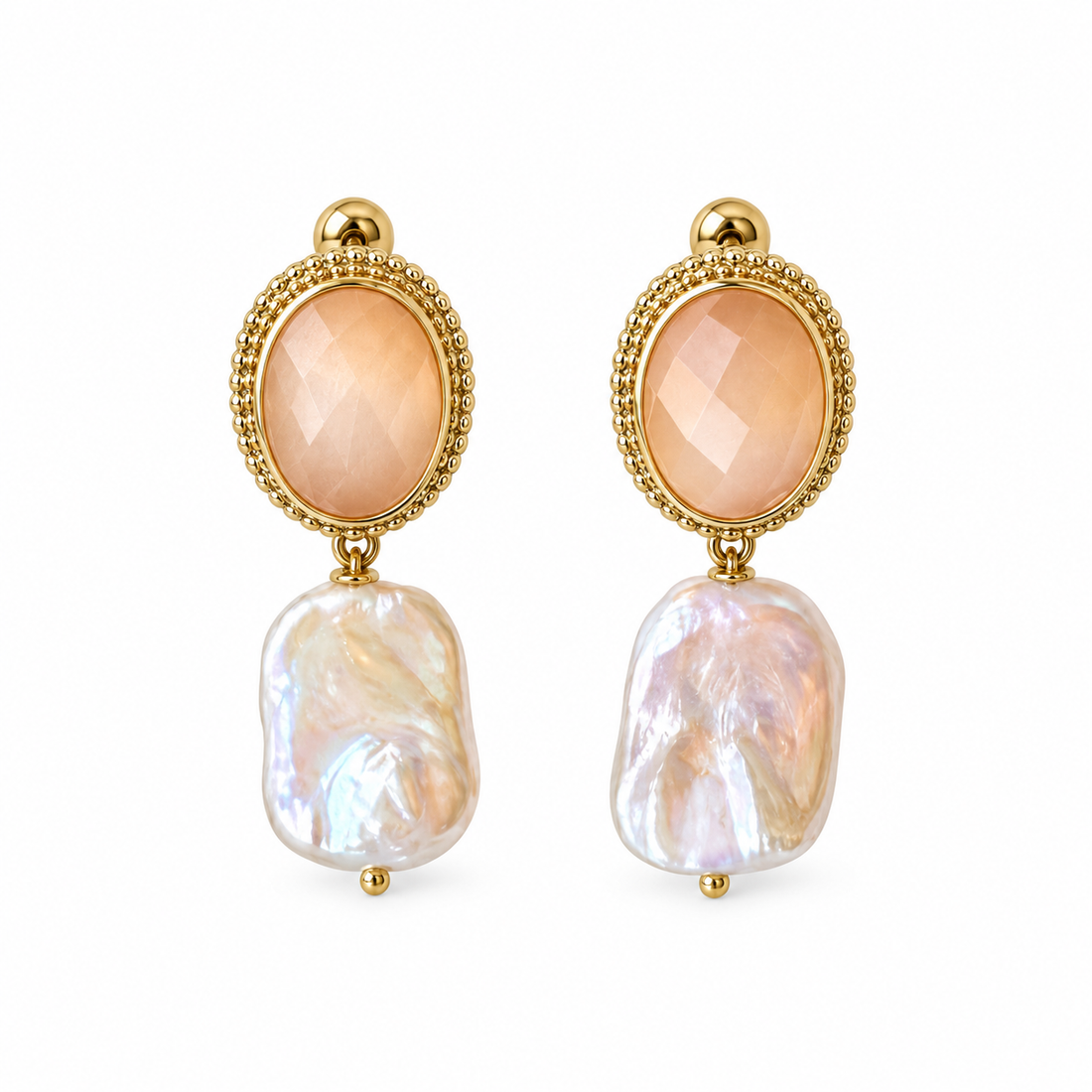 Peach Pearls Earrings