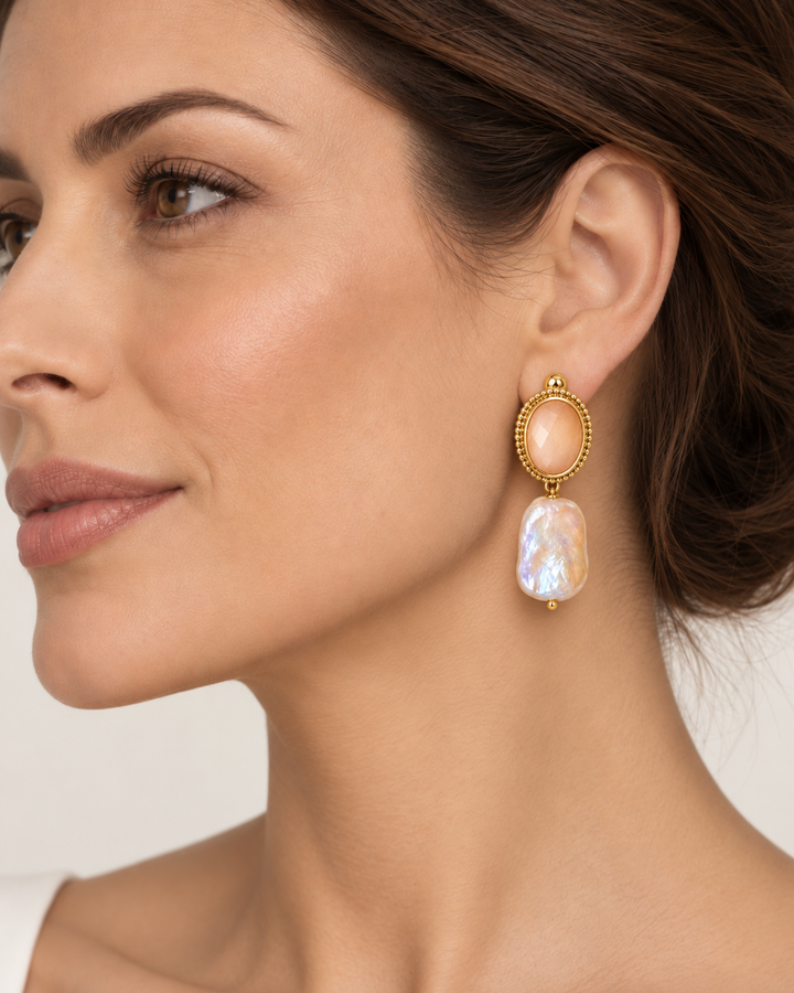 Peach Pearls Earrings