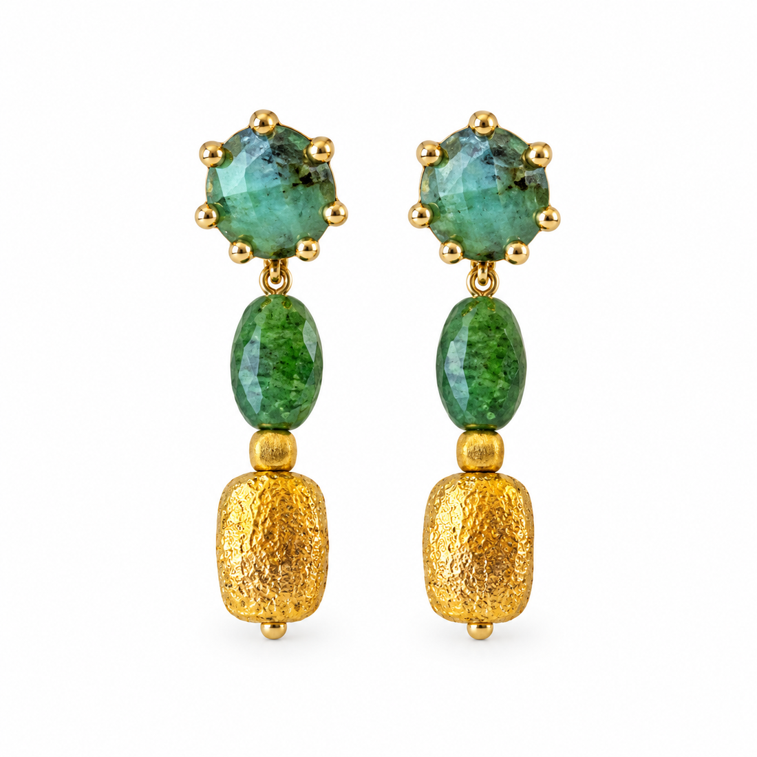 Green Agate & Lava Earrings