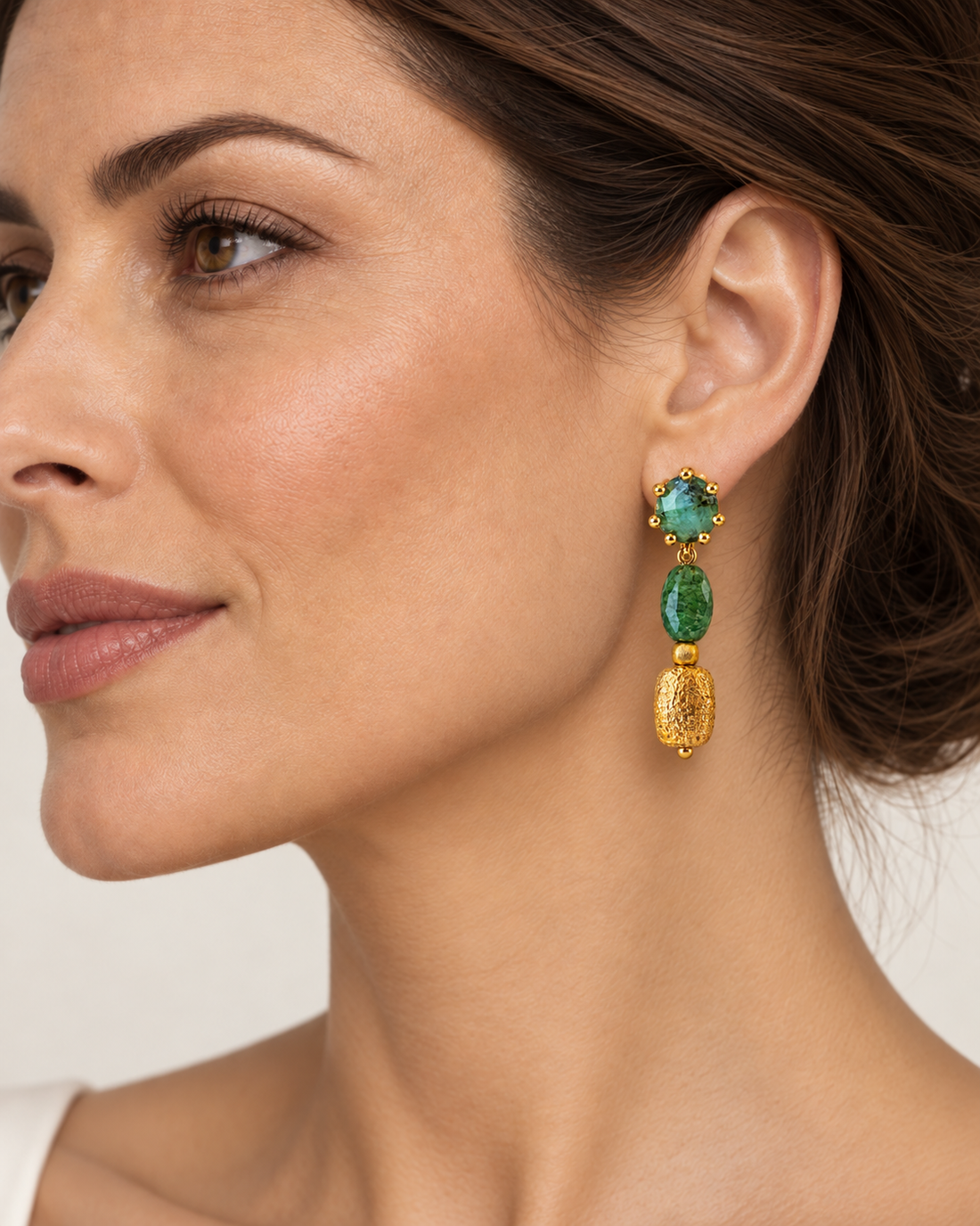 Green Agate & Lava Earrings