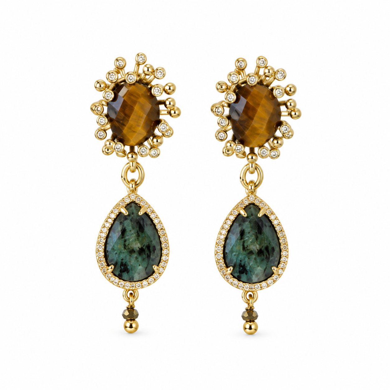 Tiger Eye & Labradorite Earrings
