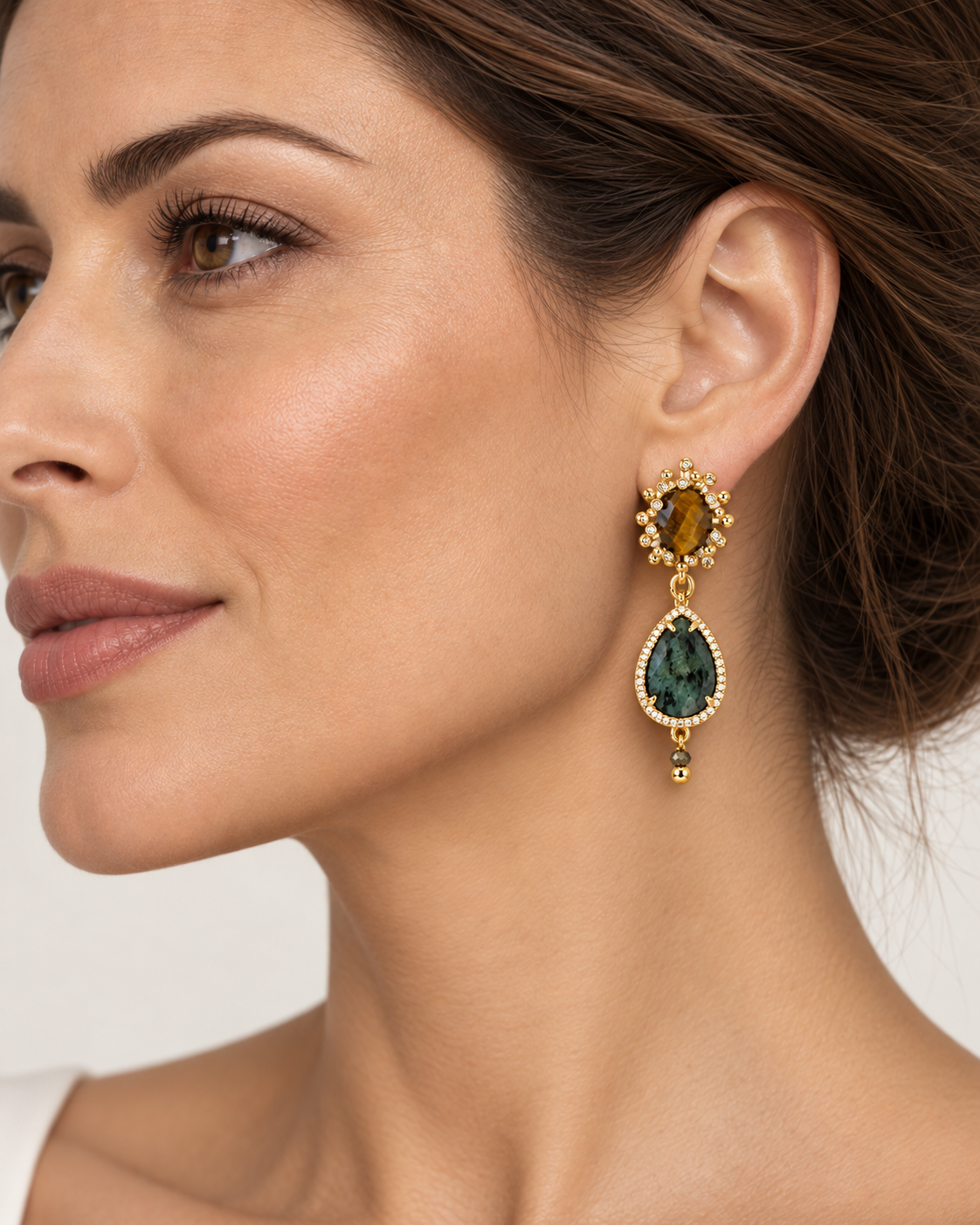 Tiger Eye & Labradorite Earrings