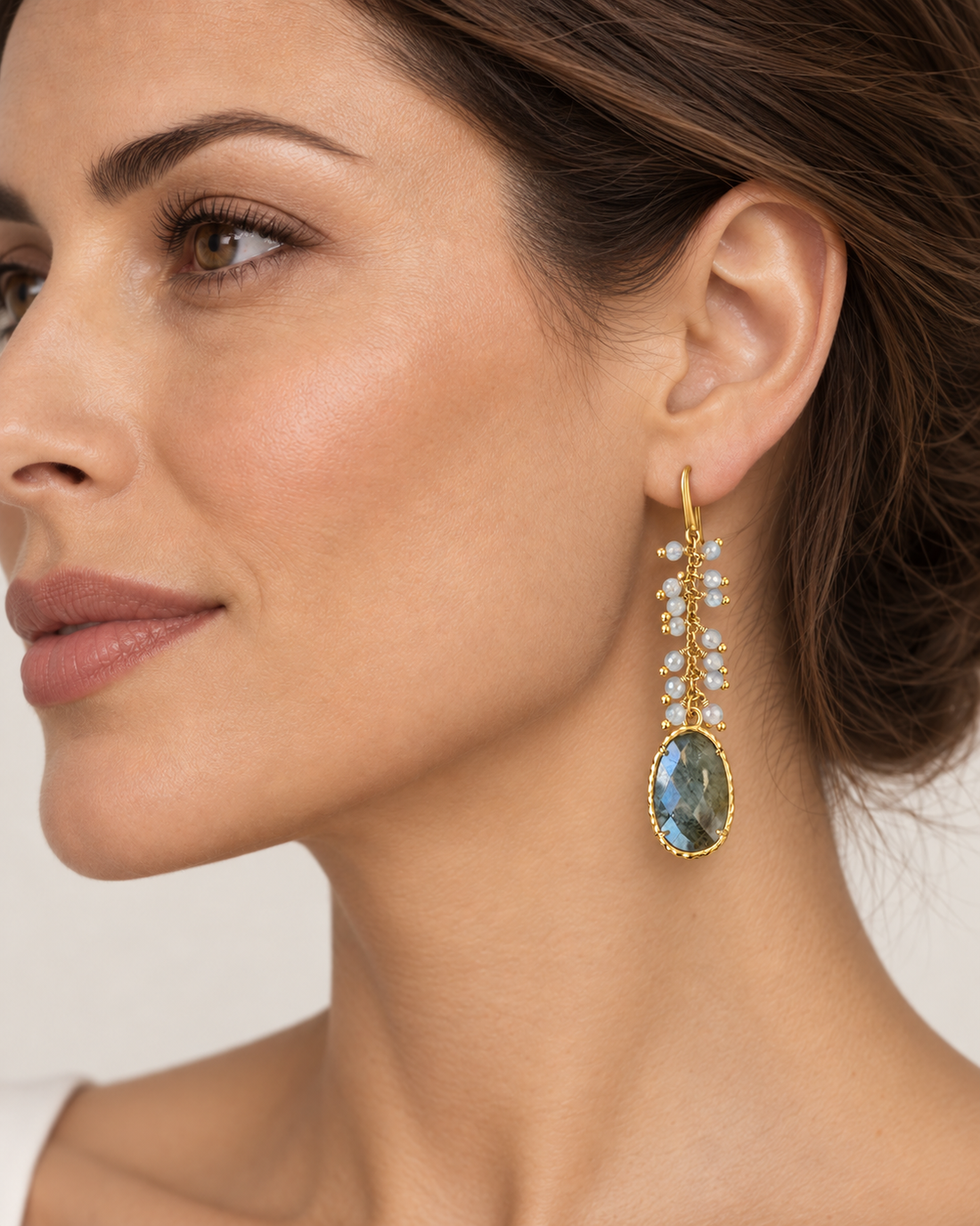 Labradorite & Pearl Cascade Earrings