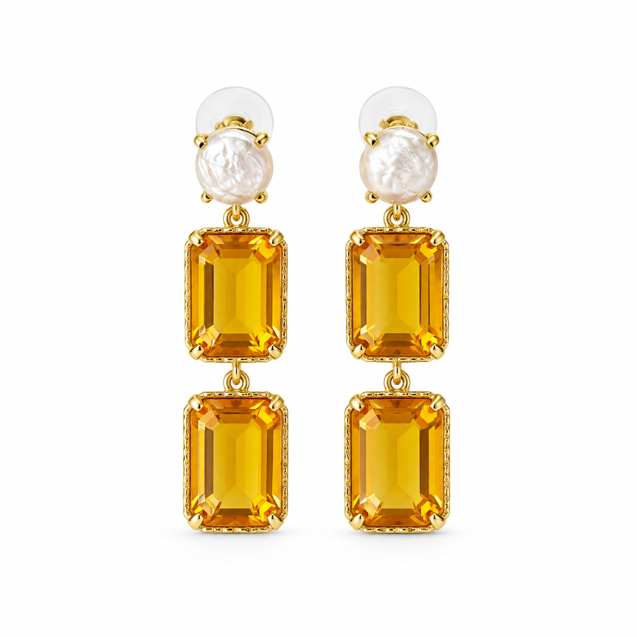 Citrine & Pearl Earrings