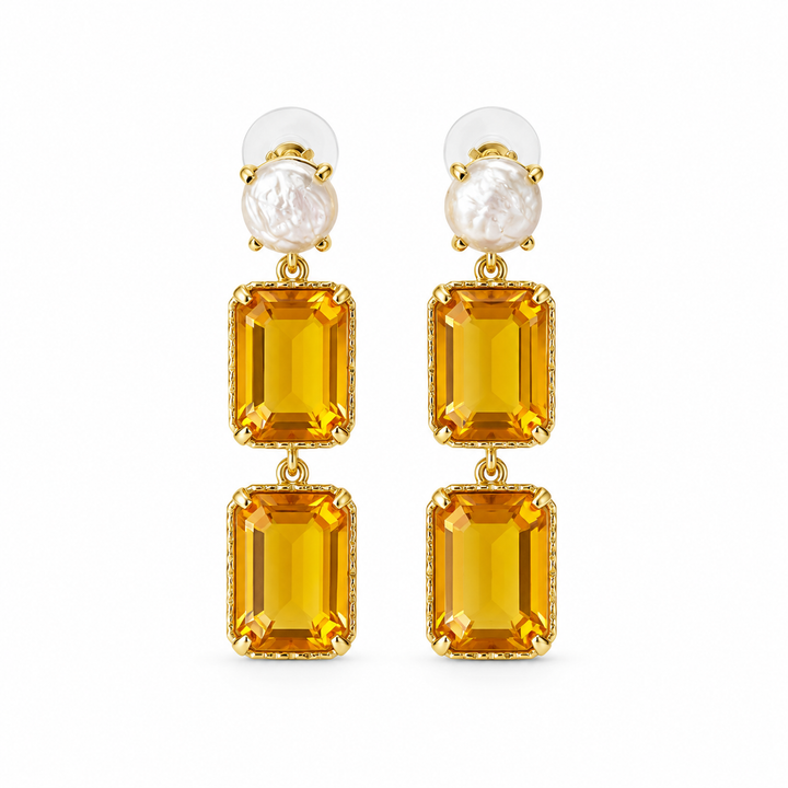 Citrine & Pearl Earrings
