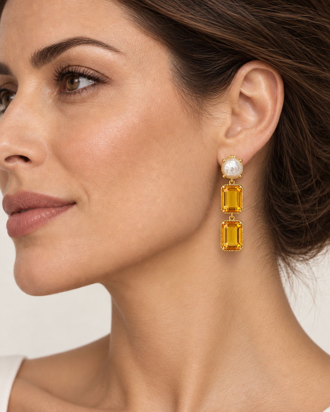 Citrine & Pearl Earrings