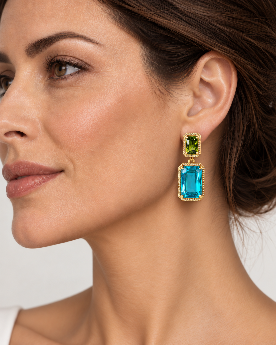 Green & Turquoise Double Drop Earrings