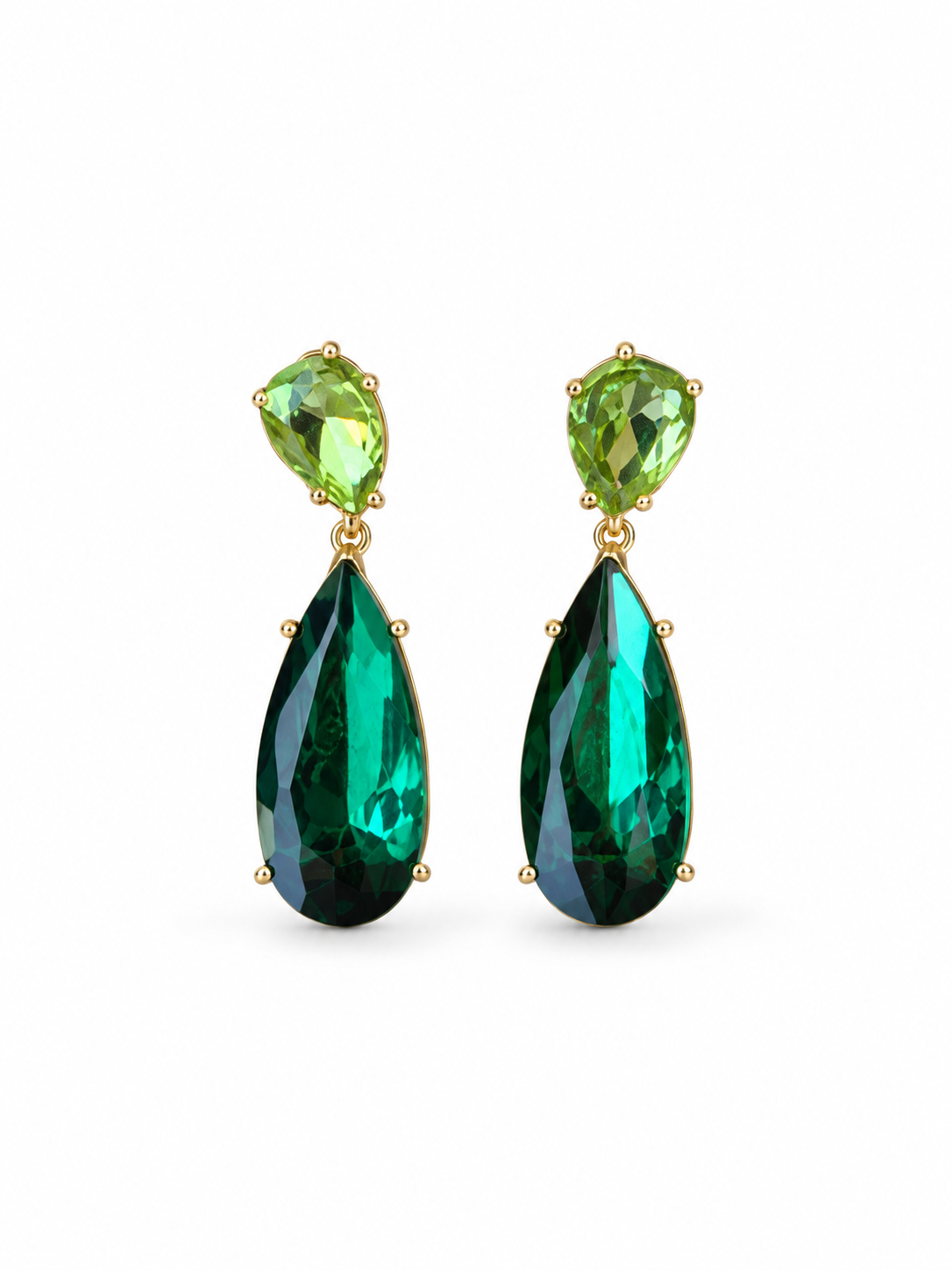 Green Double Drop Earrings