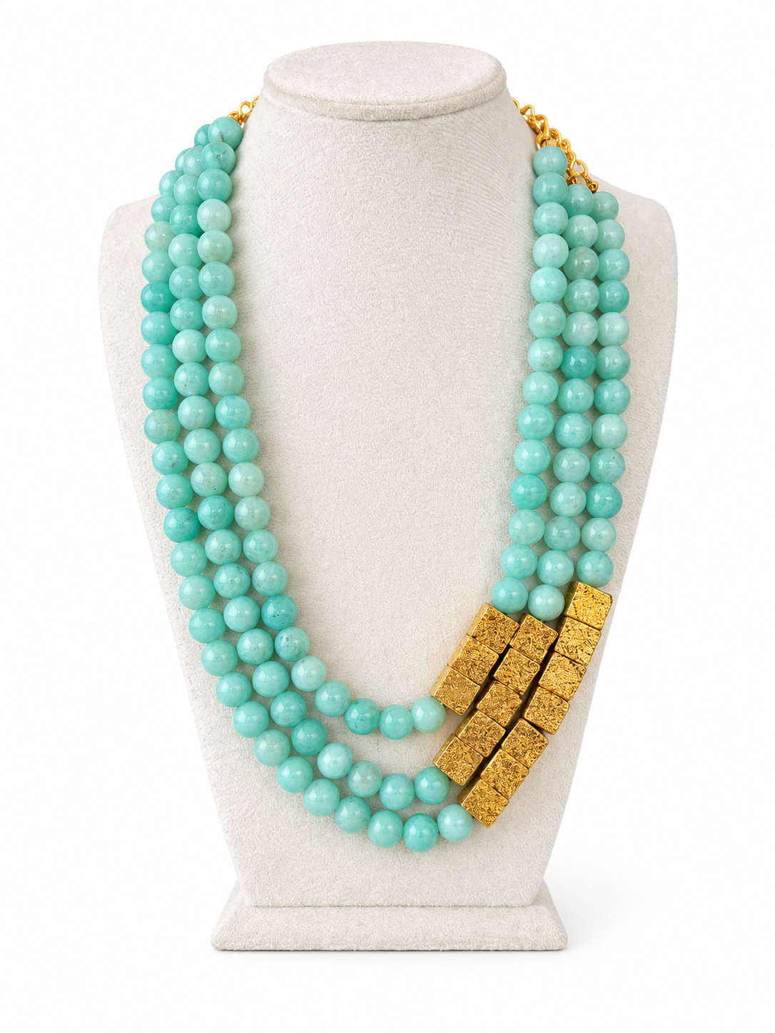 Baby Blue Jade & Lava Necklace