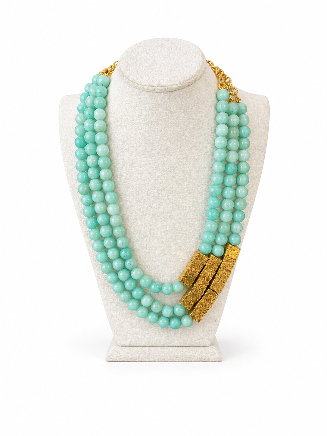 Baby Blue Jade & Lava Necklace