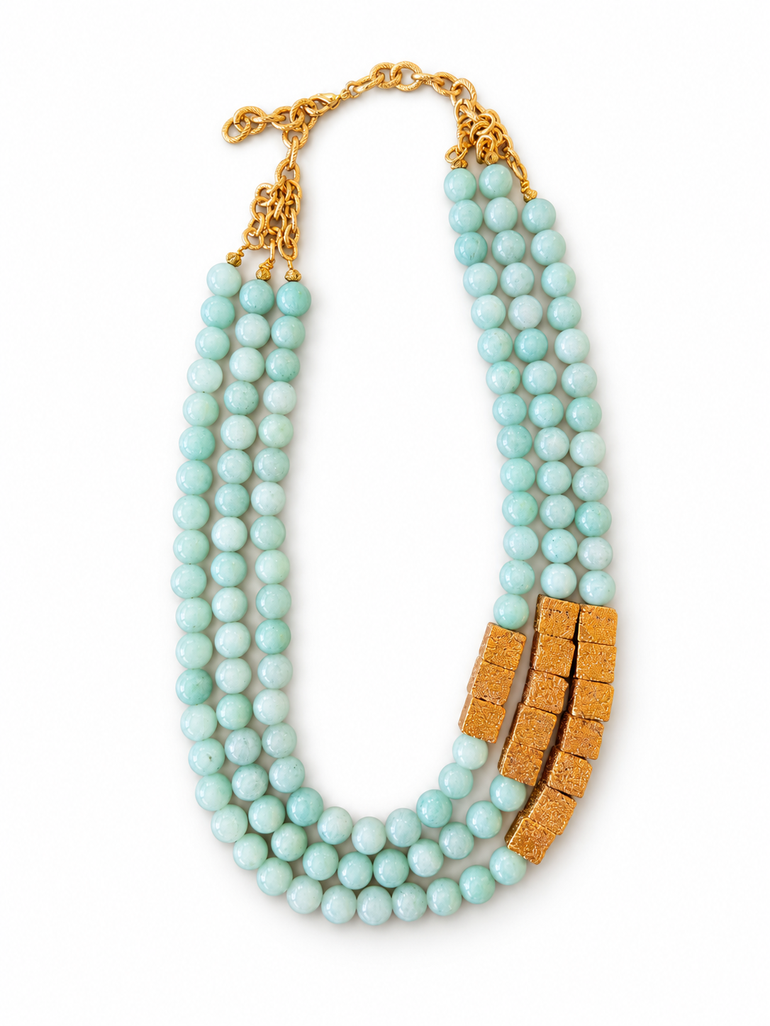 Baby Blue Jade & Lava Necklace