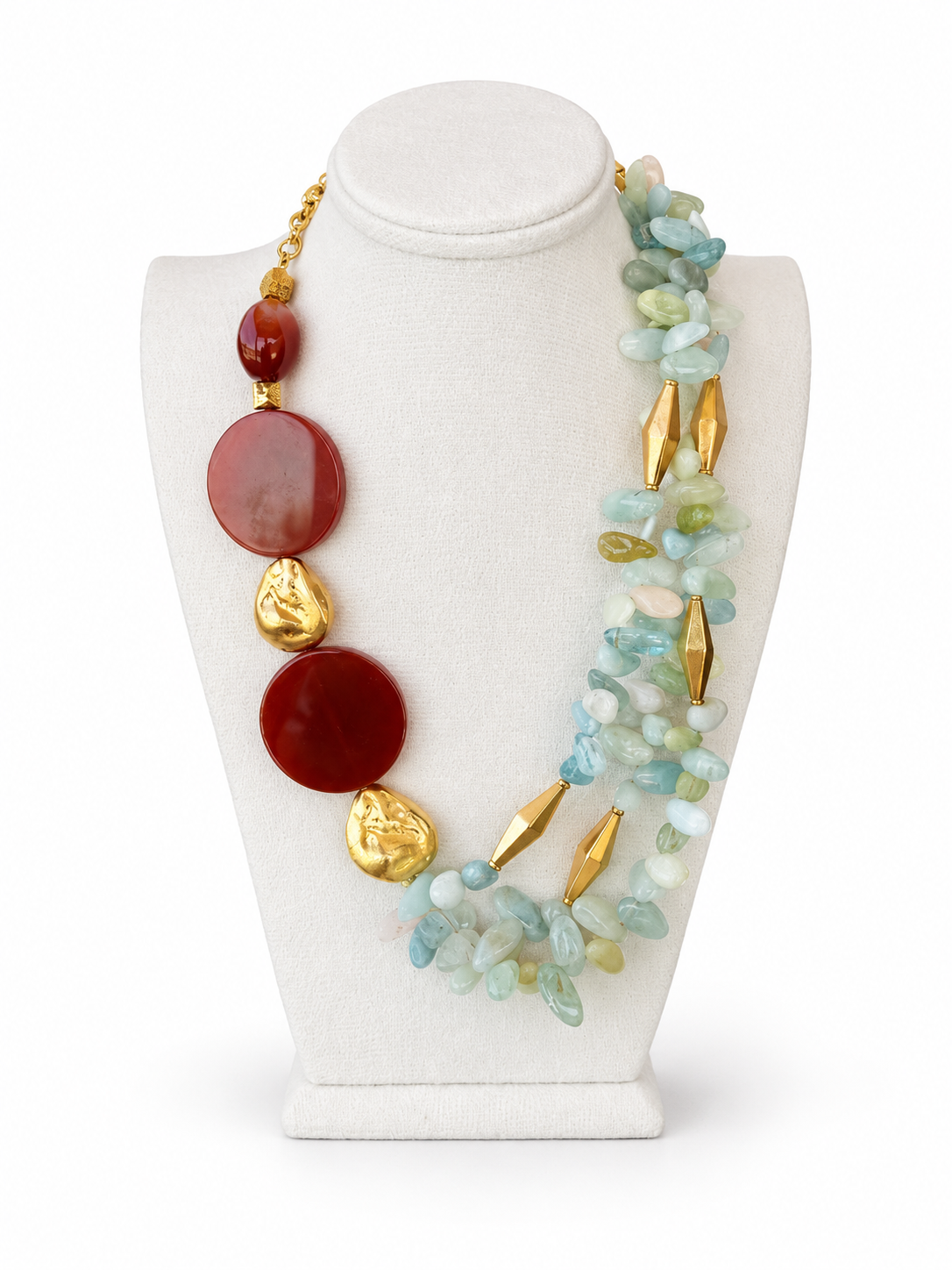 Aquamarine & Brown Agate Necklace