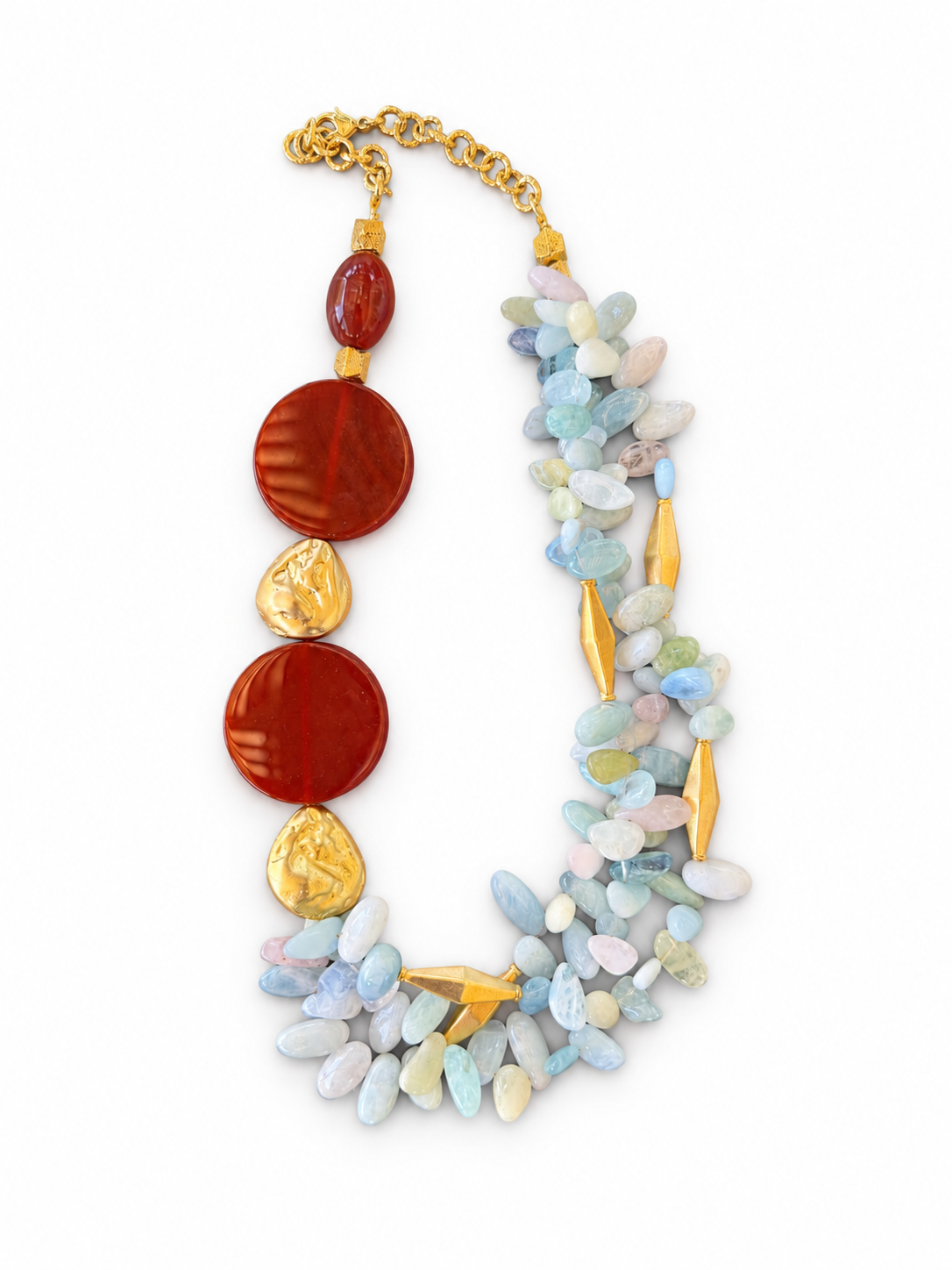 Aquamarine & Brown Agate Necklace
