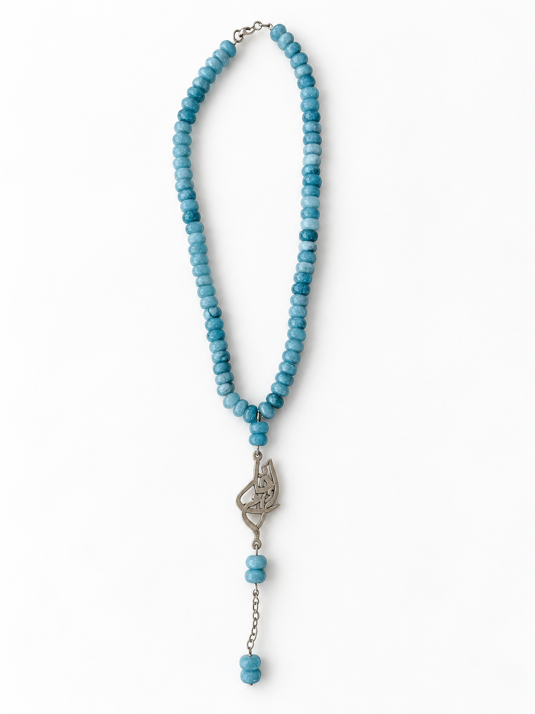 Ahla Oum Blue Jade Silver Necklace | عقد أحلى أم بالجايد الأزرق والفضة