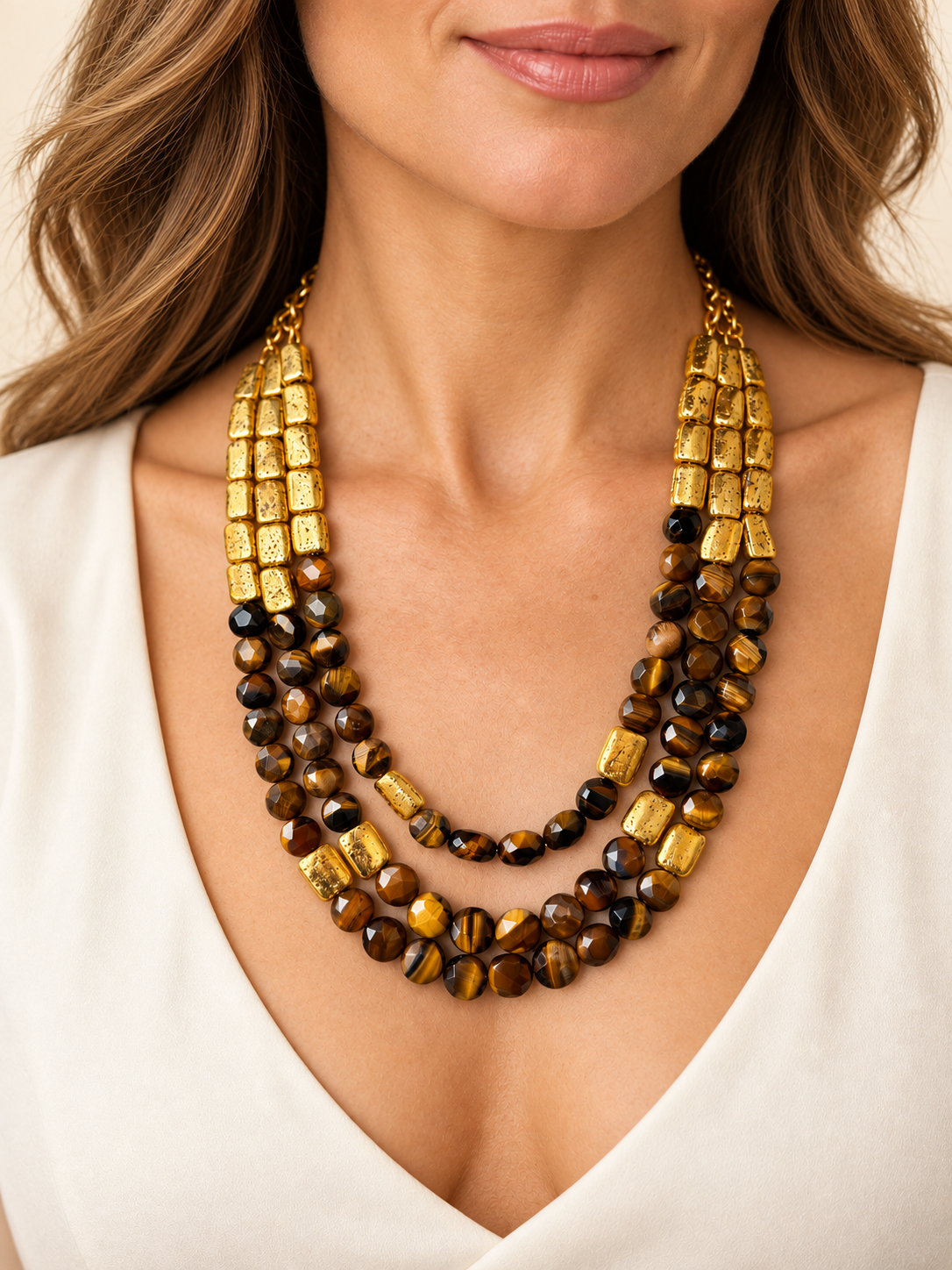 Queen Threads Brown Necklace | عقد خيوط الملكة بني