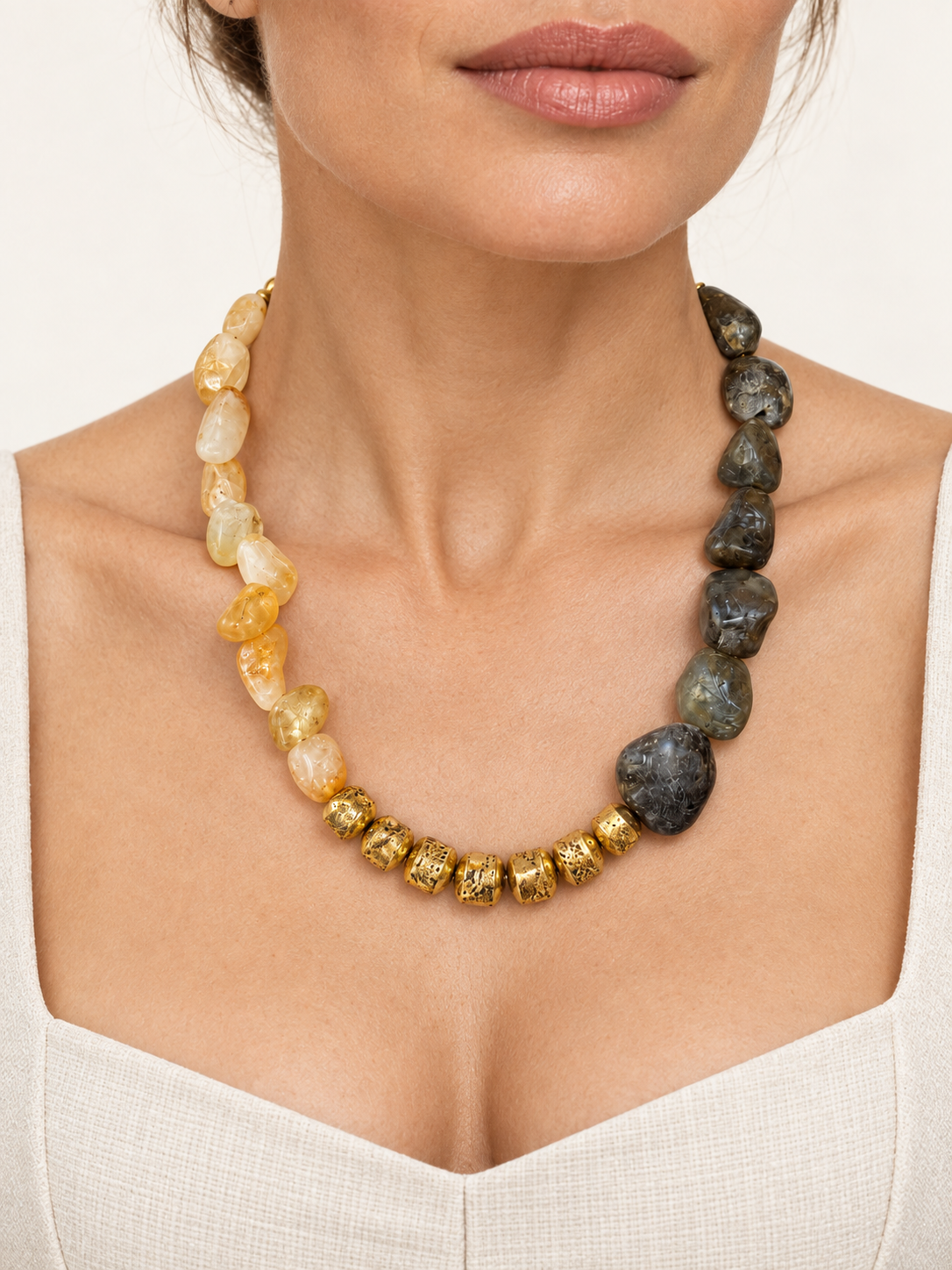 Labradorite & Citrine Golden Necklace