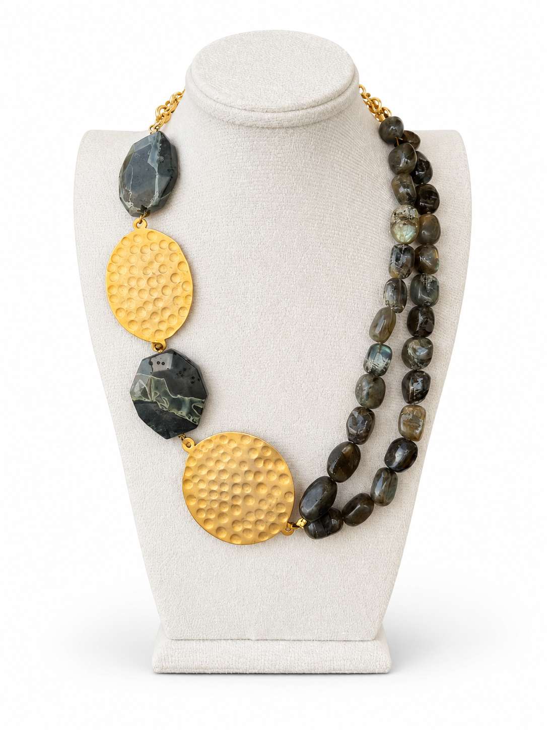 Labradorite & Gold Disc Necklace