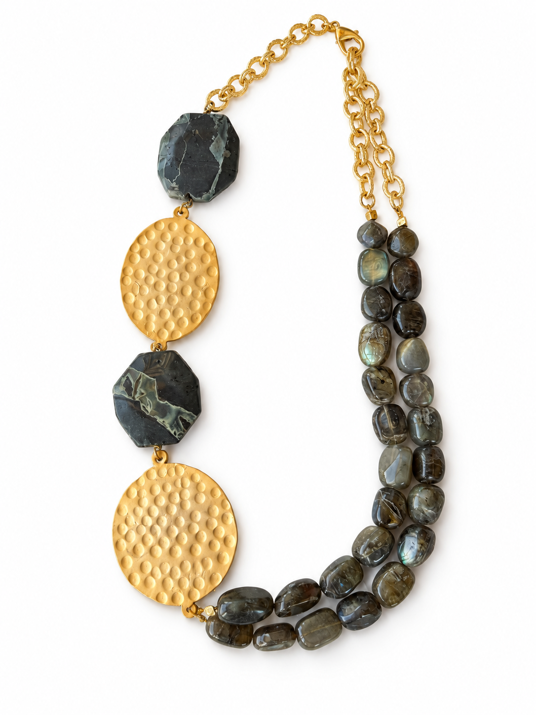 Labradorite & Gold Disc Necklace