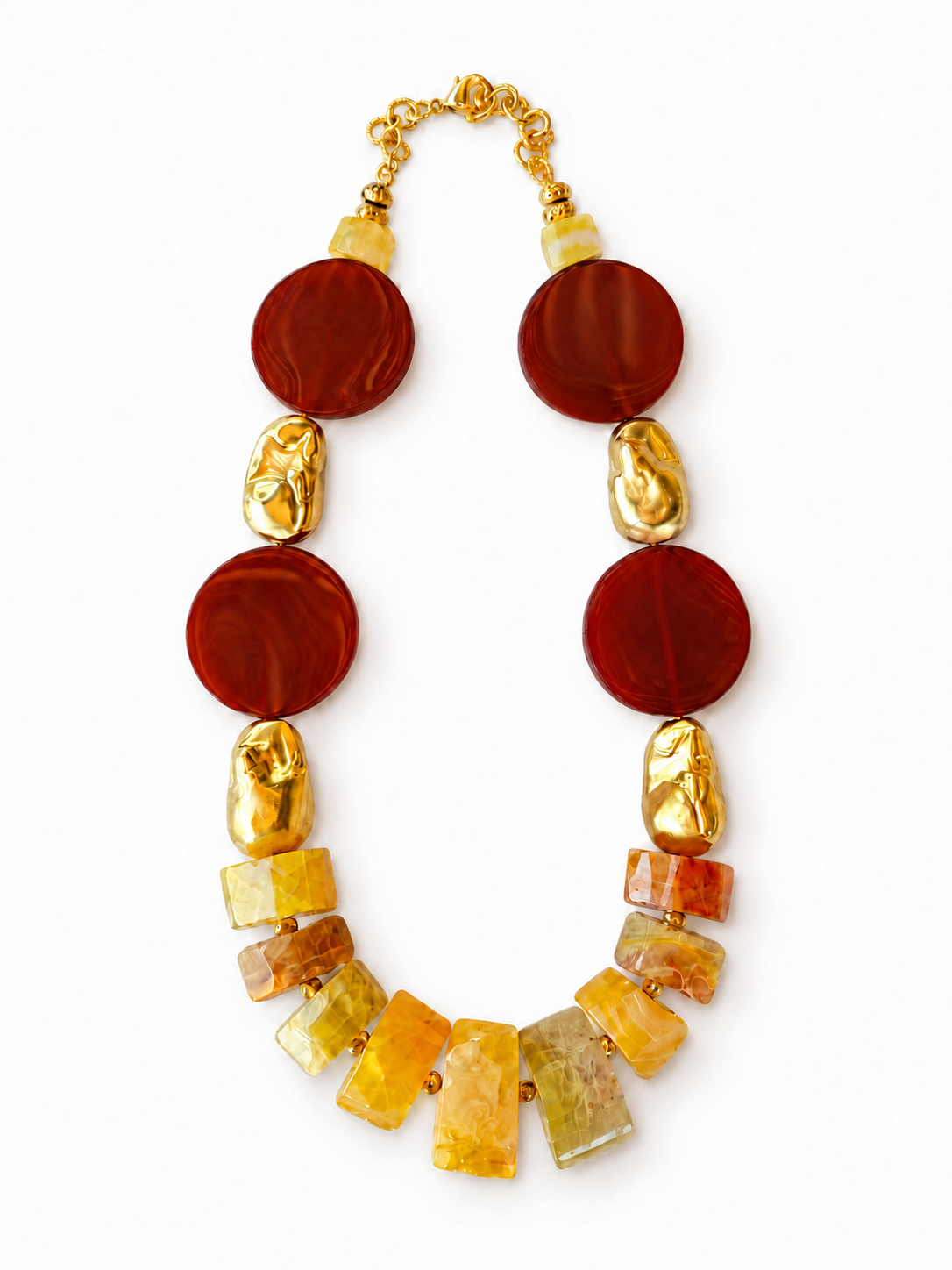 Citrine & Brown Agate Golden Necklace