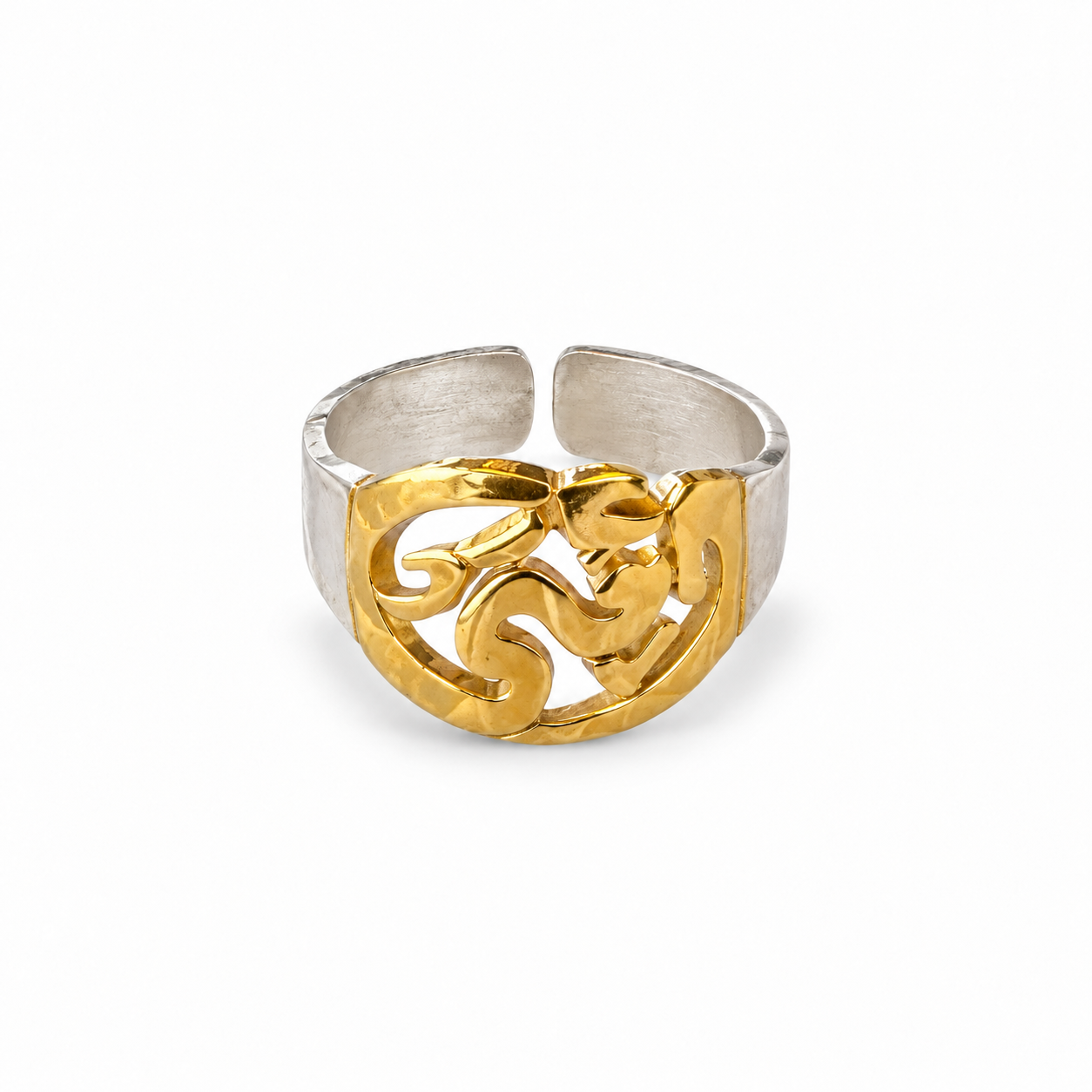Oumy Silver Gold Platted Ring| خاتم أمي فضة بحروف مطلية بالذهب