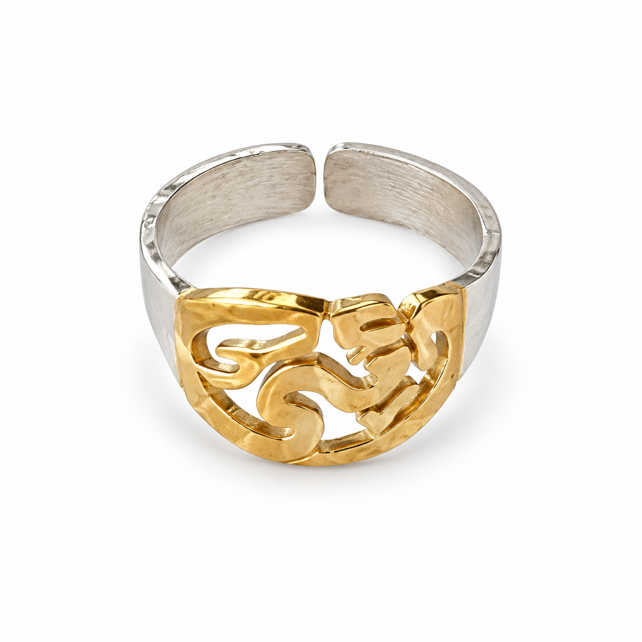 Oumy Silver Gold Platted Ring| خاتم أمي فضة بحروف مطلية بالذهب