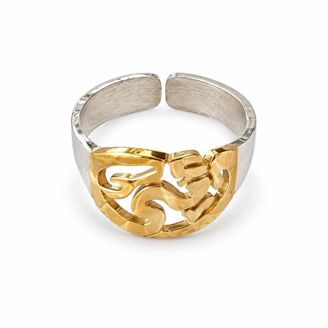 Oumy Silver Gold Platted Ring| خاتم أمي فضة بحروف مطلية بالذهب