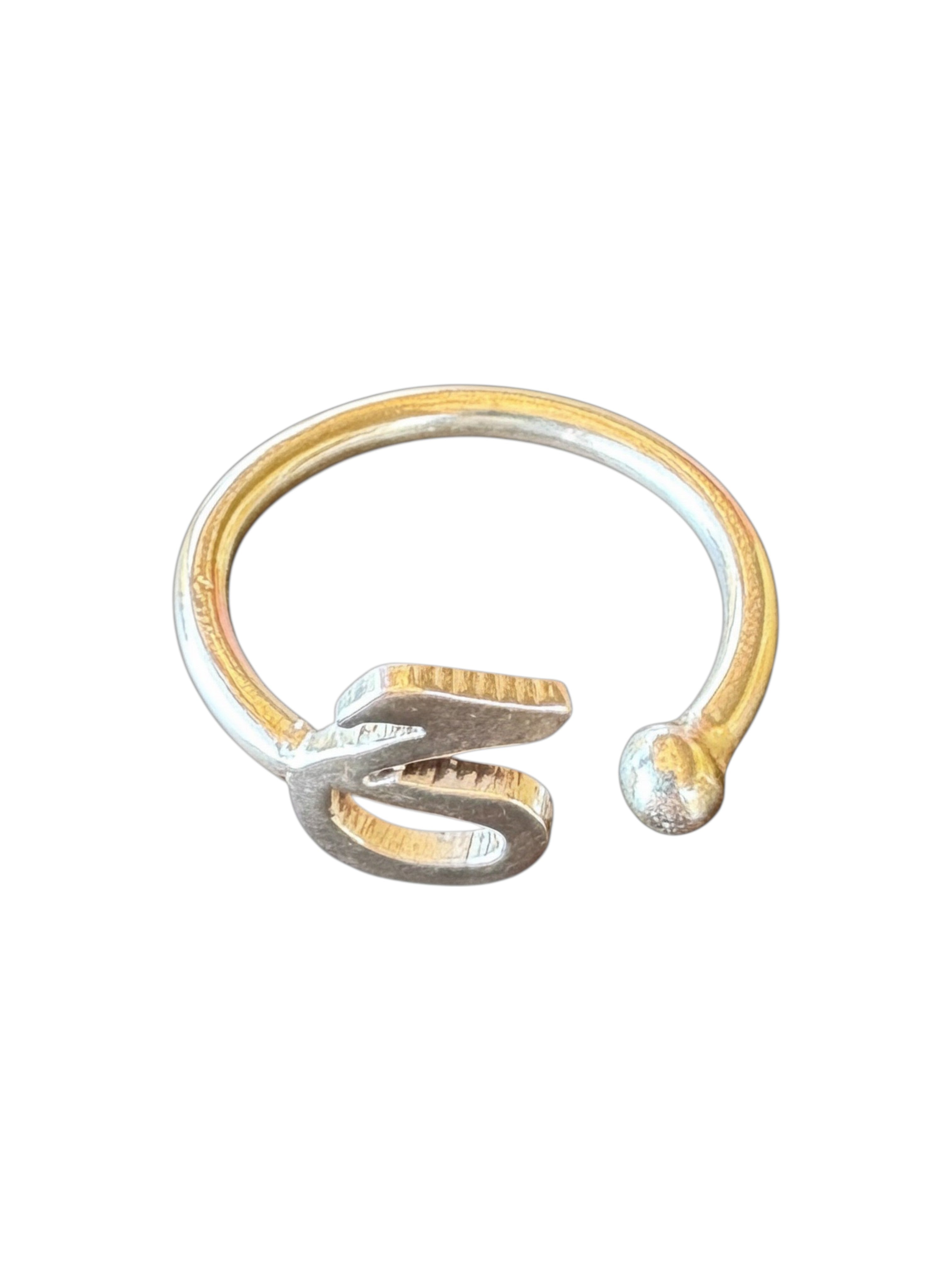 Silver Arabic Letter Ring (ح) | خاتم فضة بحرف ح