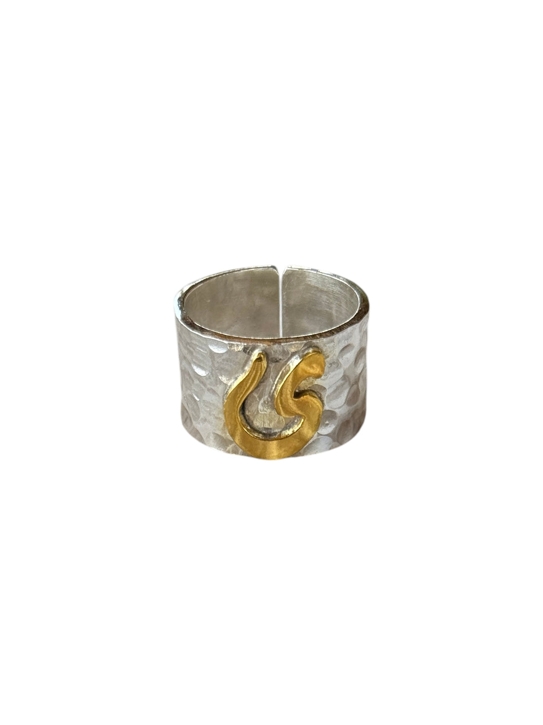 Gold-Plated Arabic Letter Silver Ring (ي) | خاتم فضة بحرف (ي) مطلي ذهب