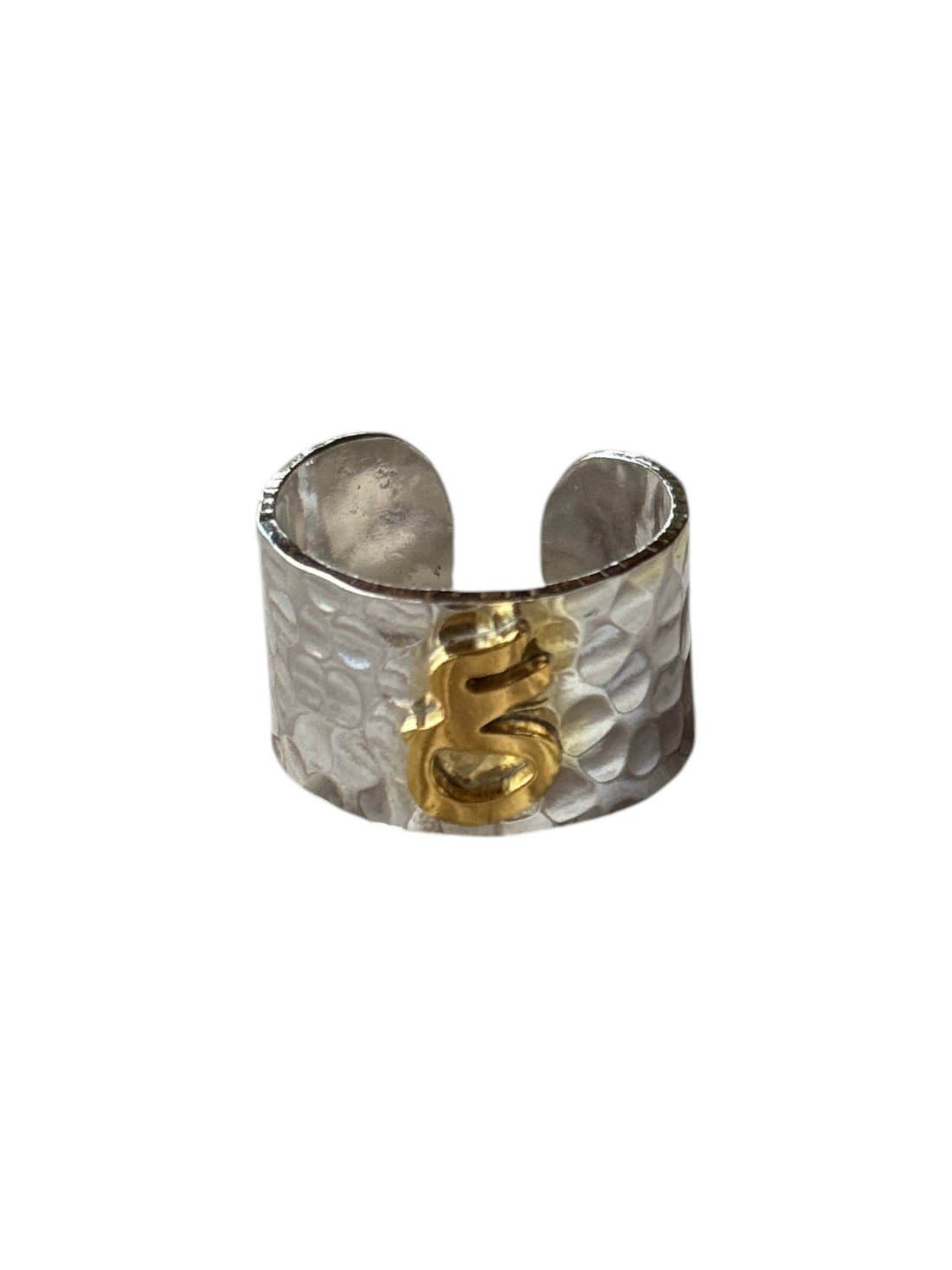 Gold-Plated Arabic Letter Silver Ring (ع) | خاتم فضة بحرف العين (ع) مطلي بالذهب