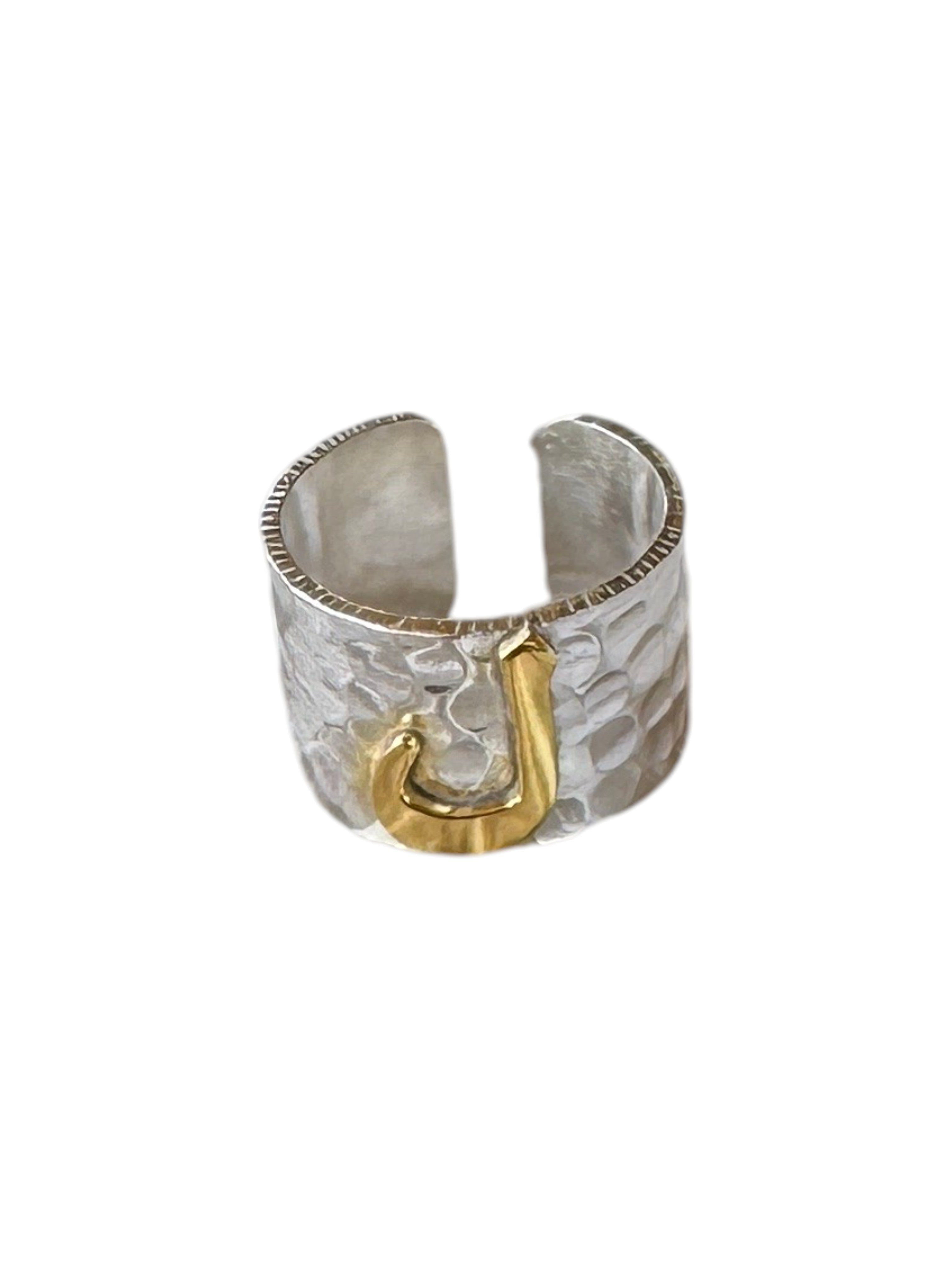 Gold-Plated Arabic Letter Silver Ring (ل) | خاتم فضة بحرف (ل) مطلي بالذهب