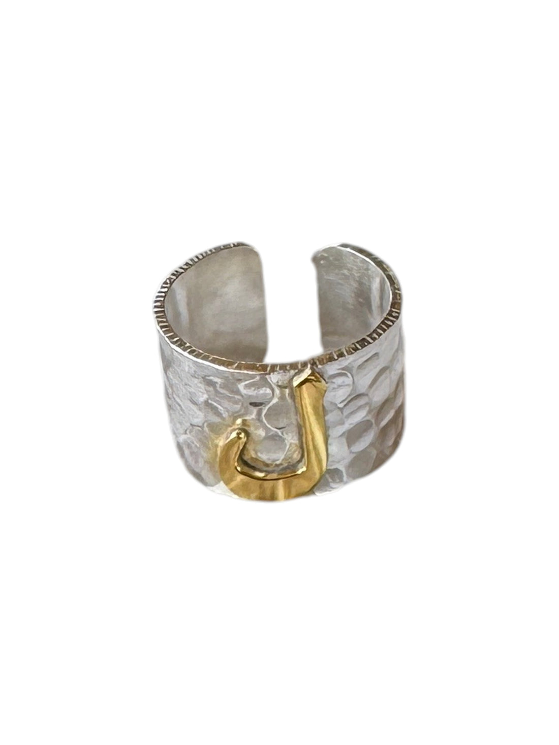 Gold-Plated Arabic Letter Silver Ring (ل) | خاتم فضة بحرف (ل) مطلي بالذهب