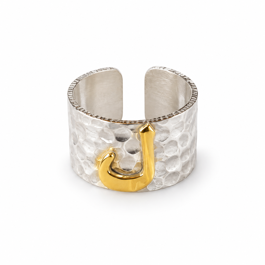 Gold-Plated Arabic Letter Silver Ring (ل) | خاتم فضة بحرف (ل) مطلي بالذهب