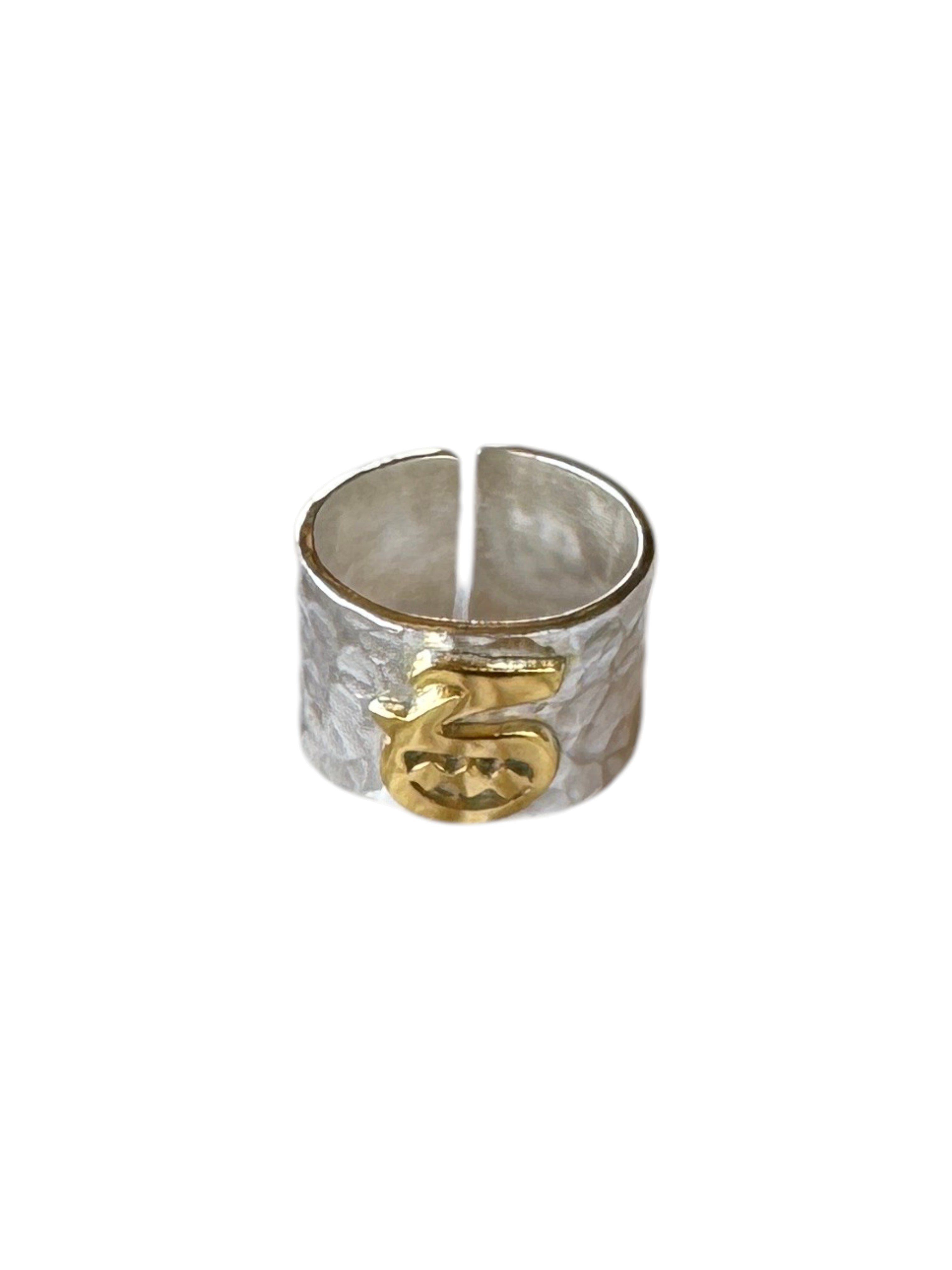Gold-Plated Arabic Letter Silver Ring (ج) | خاتم فضة بحرف (ج) مطلي بالذهب