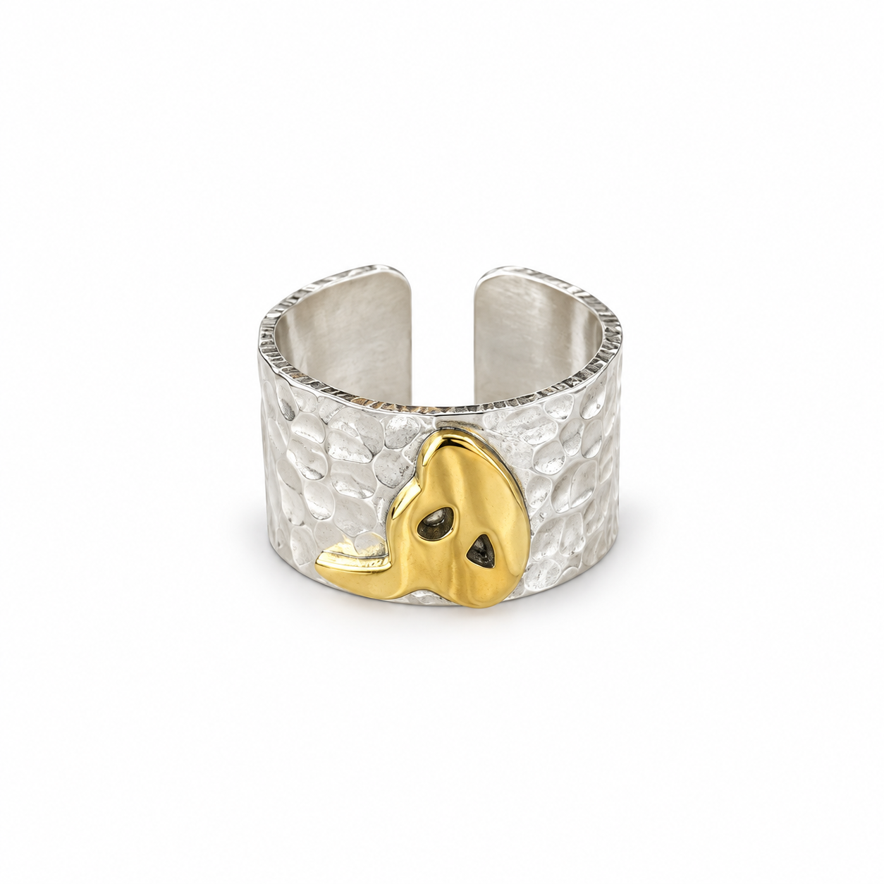 Gold-Plated Arabic Letter Silver Ring (هـ) | خاتم فضة بحرف الهاء (هـ) مطلي بالذهب
