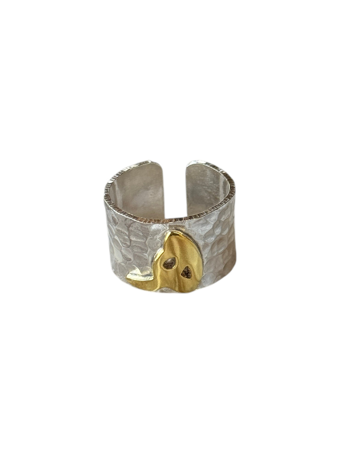 Gold-Plated Arabic Letter Silver Ring (هـ) | خاتم فضة بحرف الهاء (هـ) مطلي بالذهب
