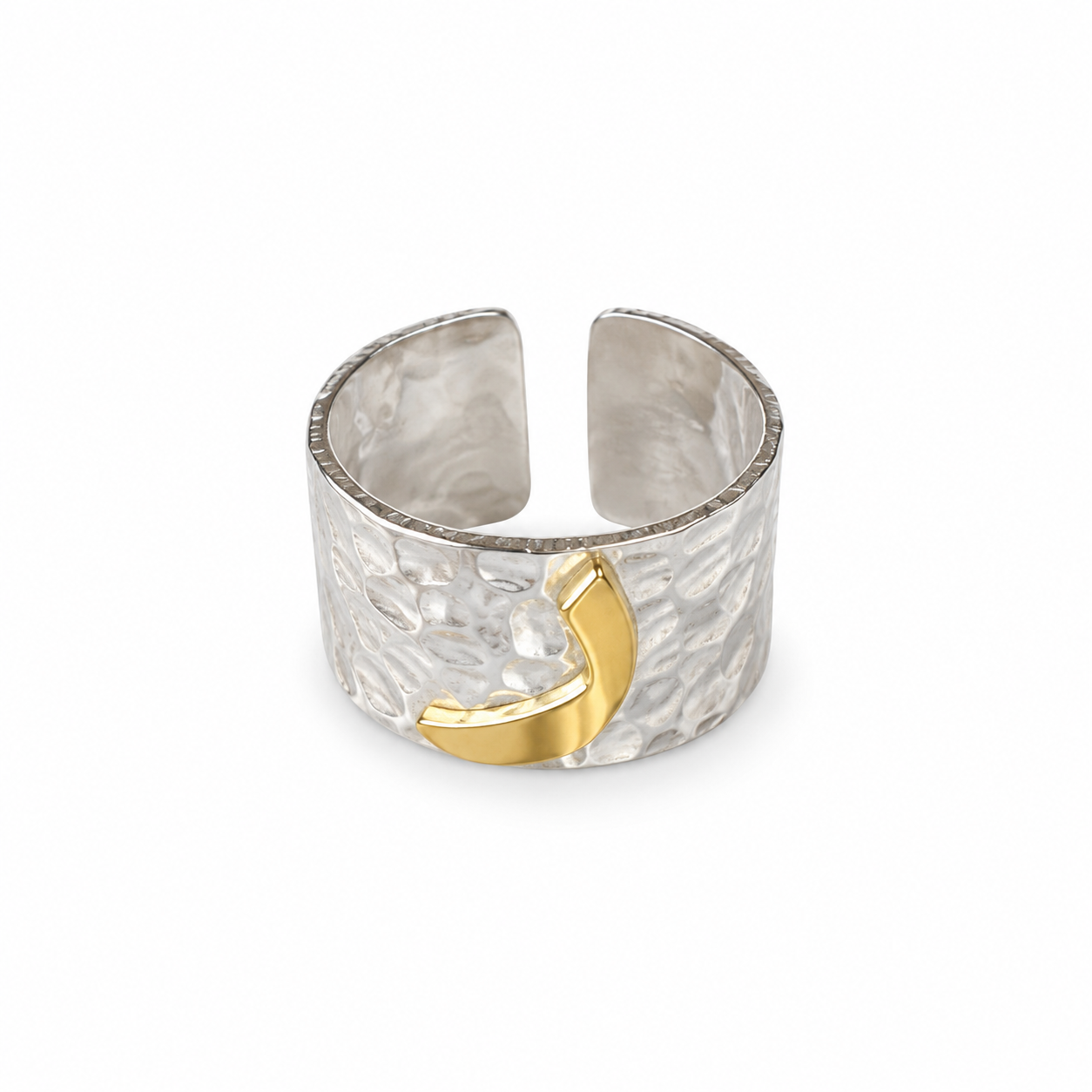 Gold-Plated Arabic Letter Silver Ring (ر) | خاتم فضة بحرف (ر) مطلي بالذهب