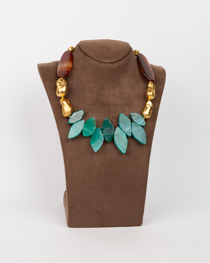Blue and Brown Agate Necklace