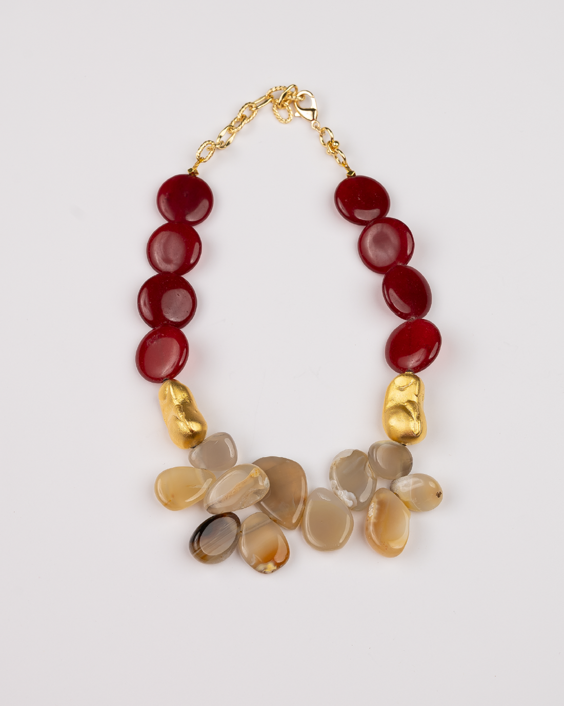 Beige and Red Agate Necklace