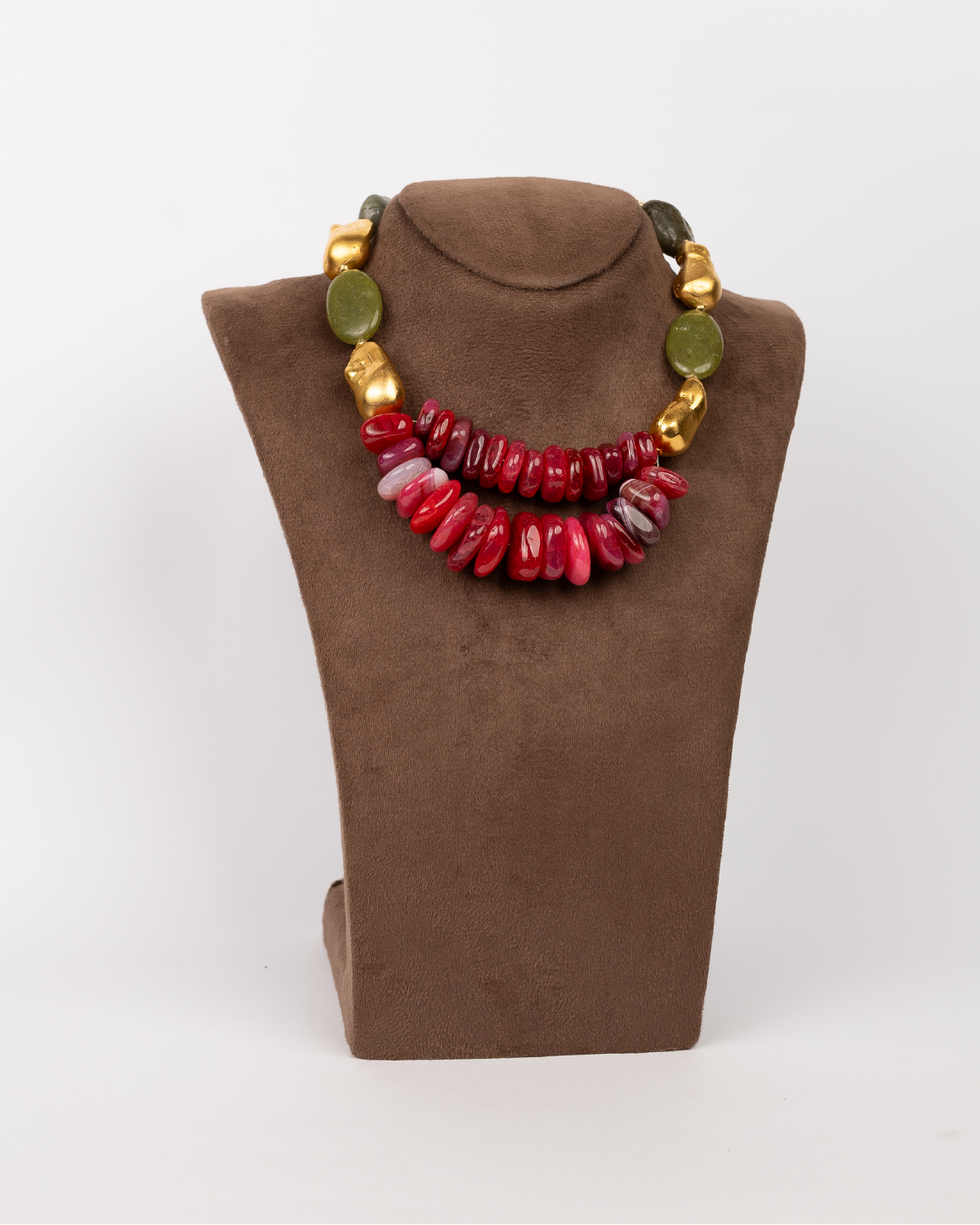 Red Agate and Green Labradorite Necklace