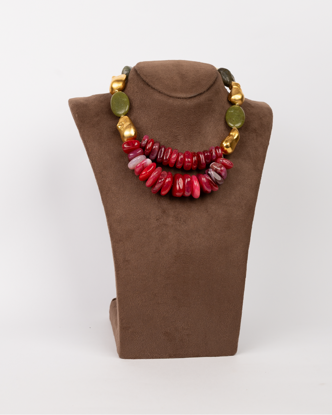 Red Agate and Green Labradorite Necklace