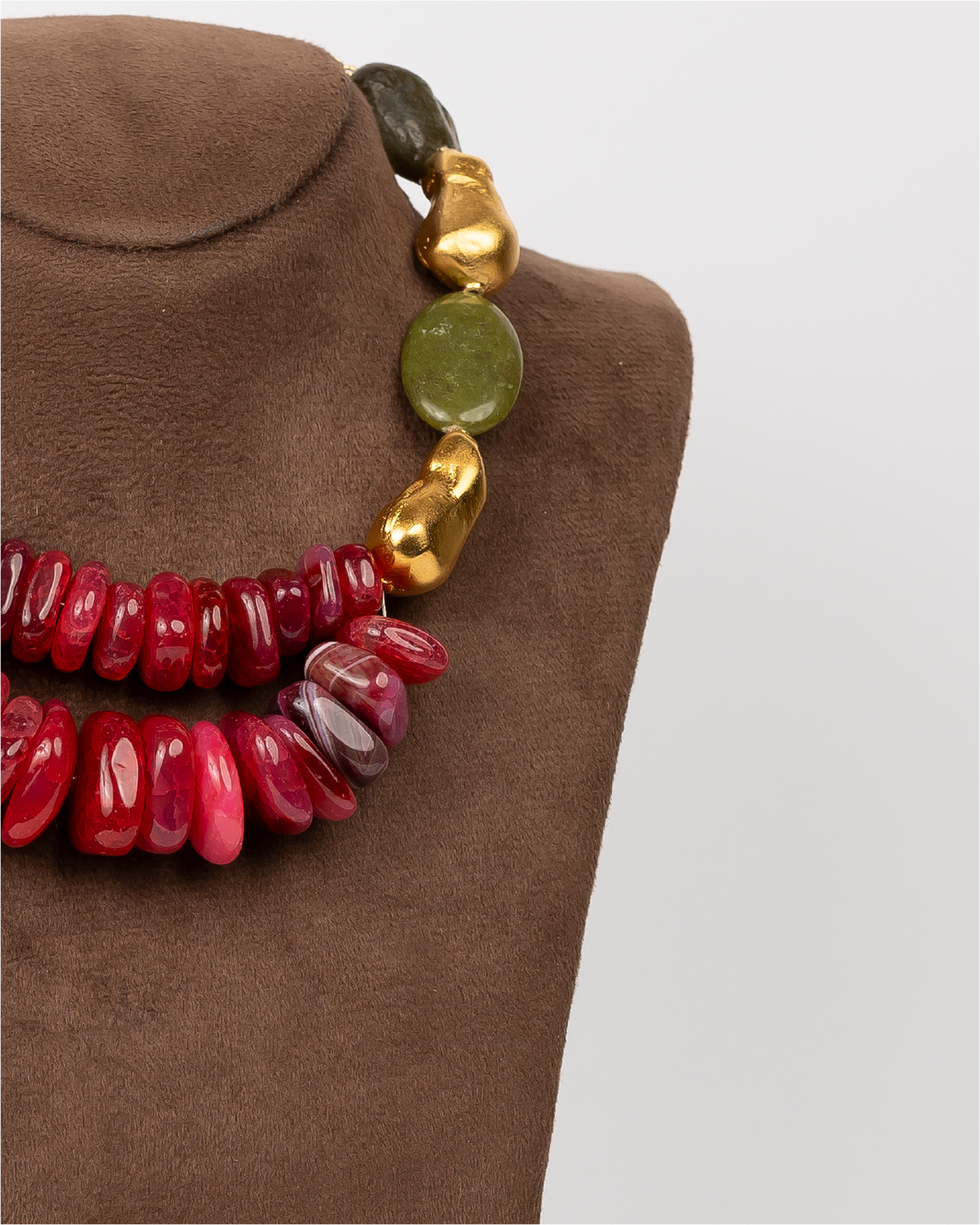 Red Agate and Green Labradorite Necklace